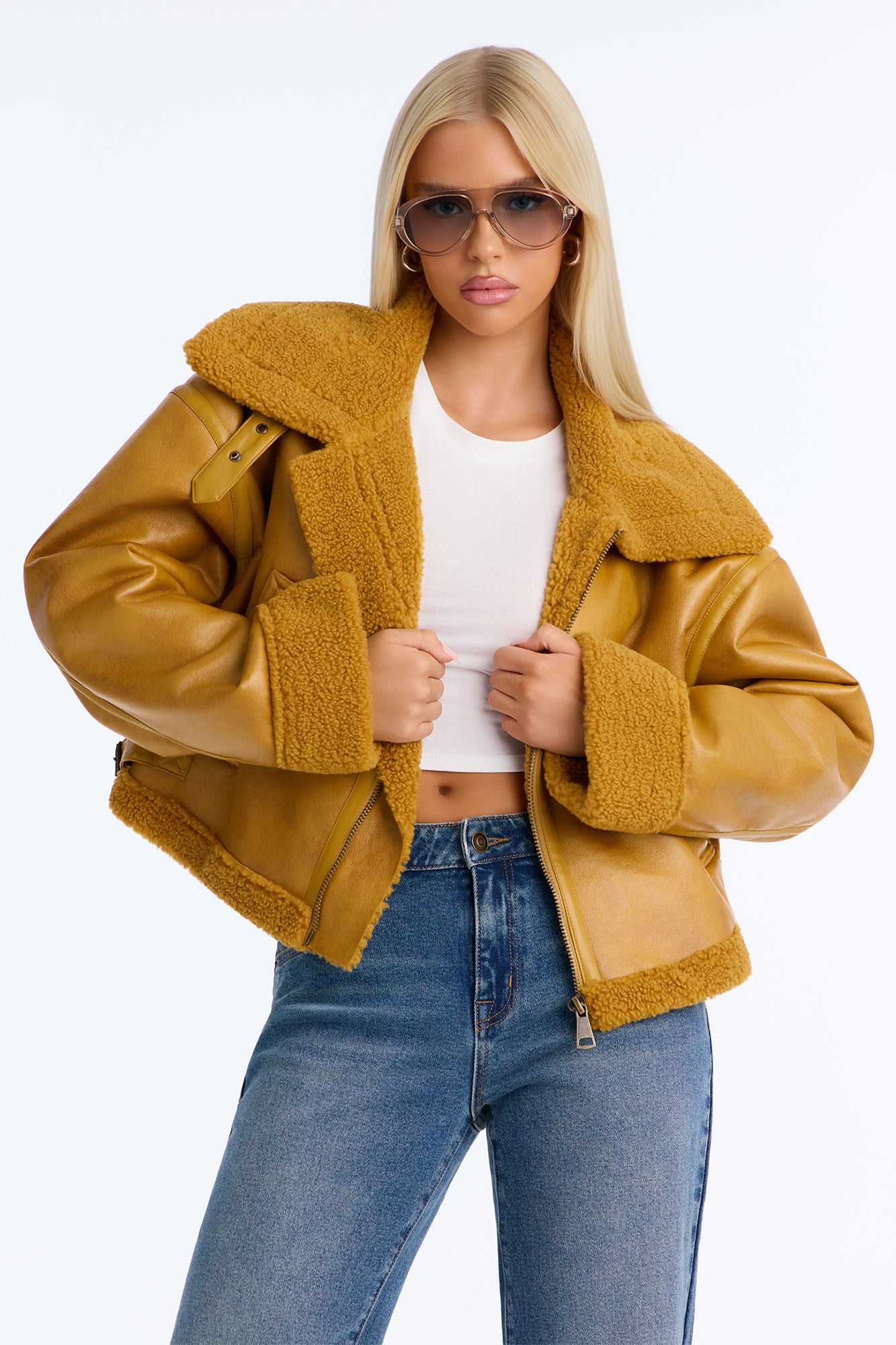 Taytum Faux Leather Jacket - Honey