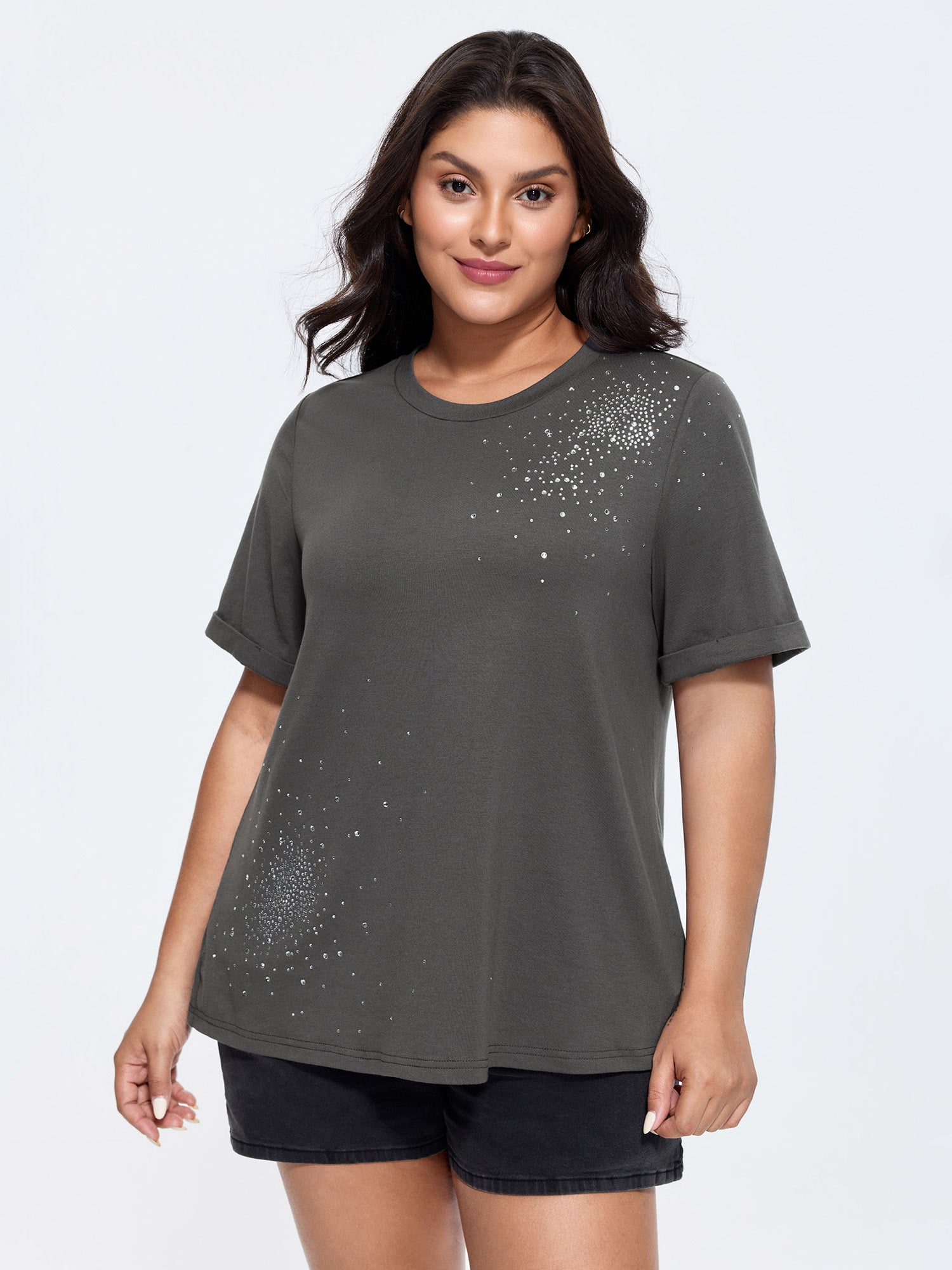 Supersoft Sequin Rhinestone Long T-Shirt