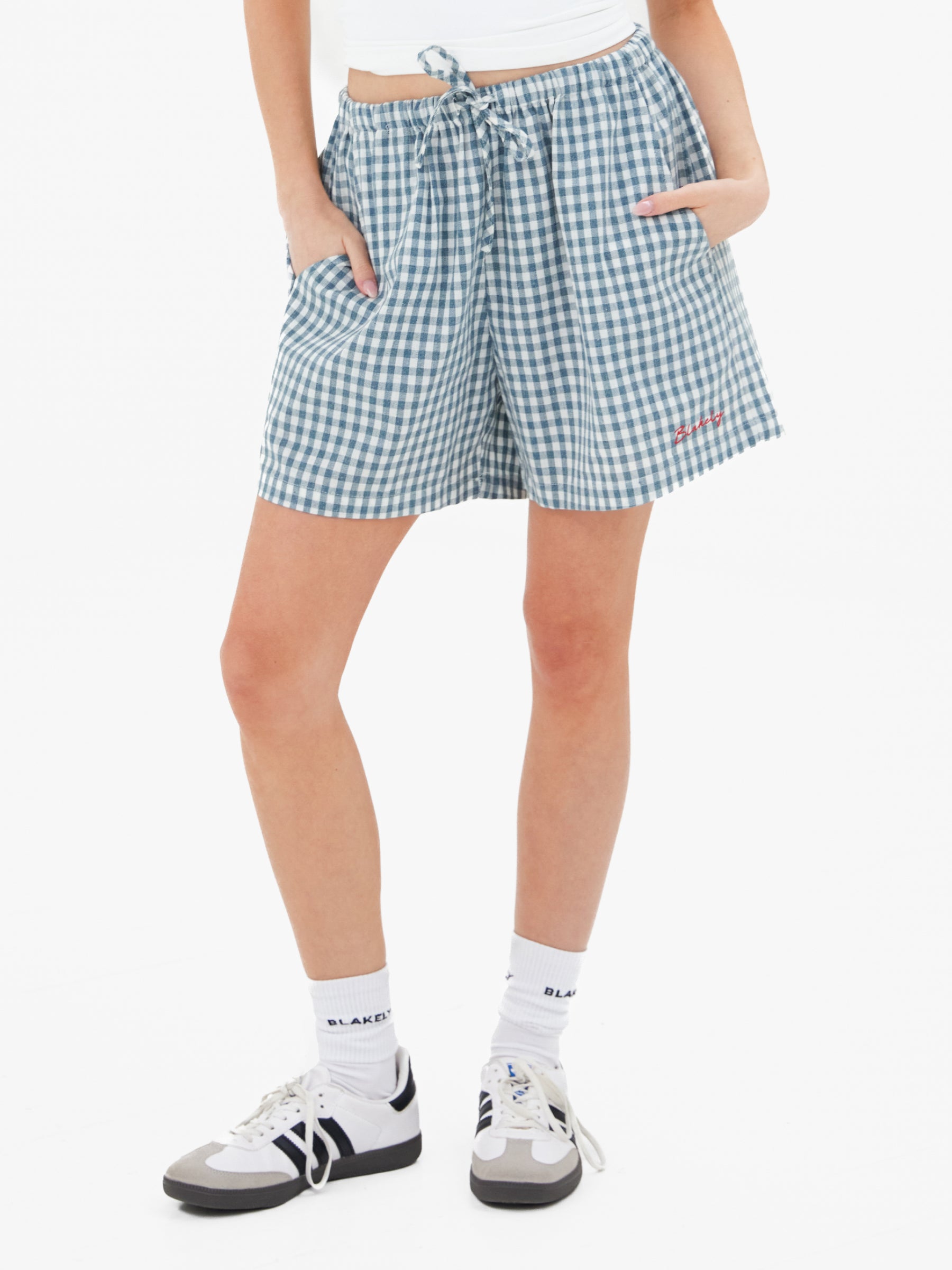 Lottie Gingham Shorts - Light Teal