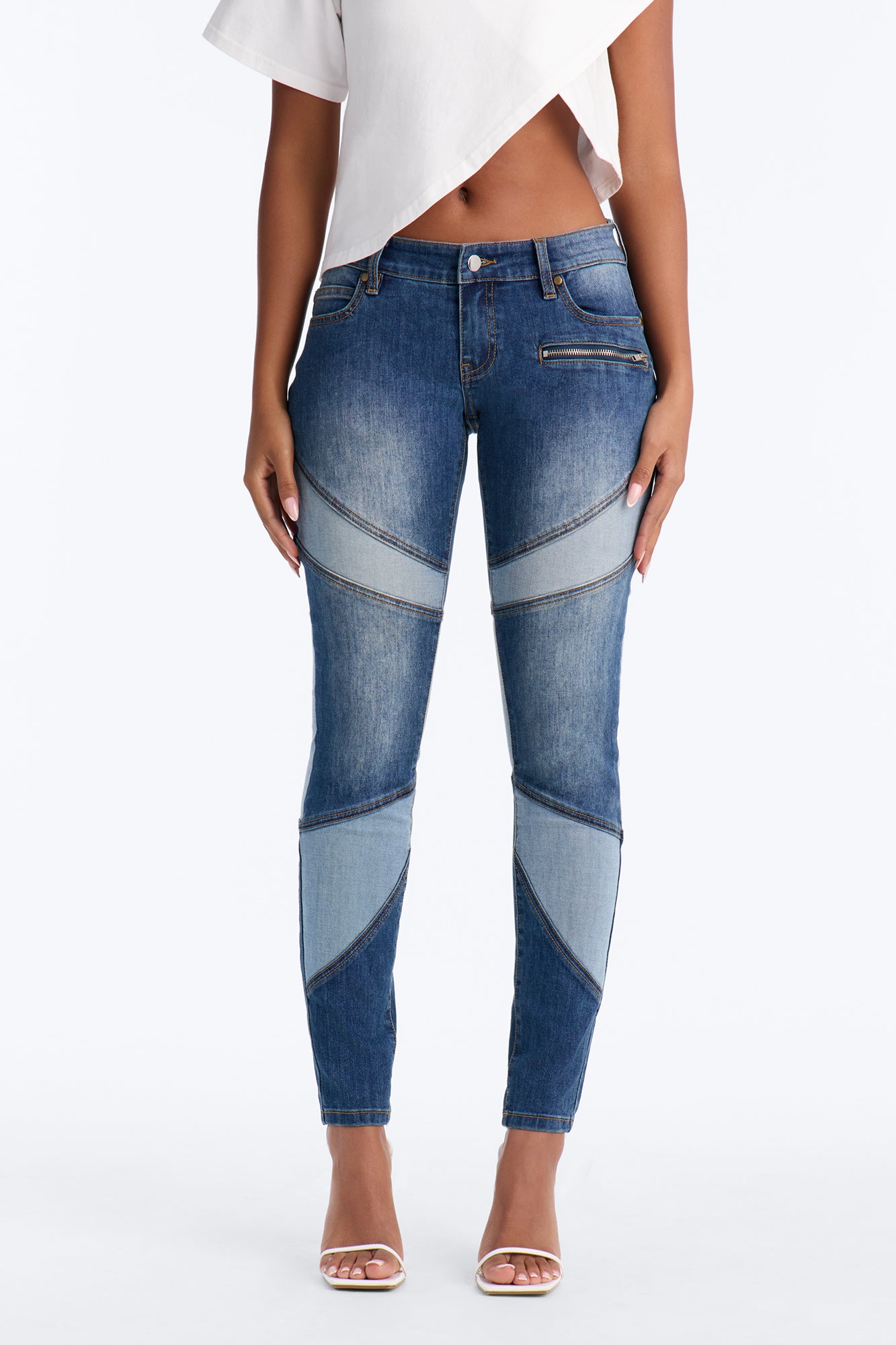 Such A Sweetheart Back Dip Stretch Low Rise Skinny Jeans - Dark Wash