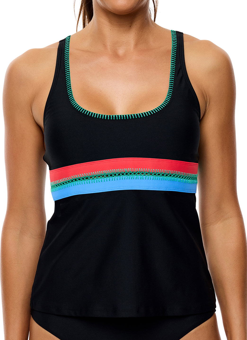 Next by Athena Women's Shaka Serve Crochet Trim Tankini Top