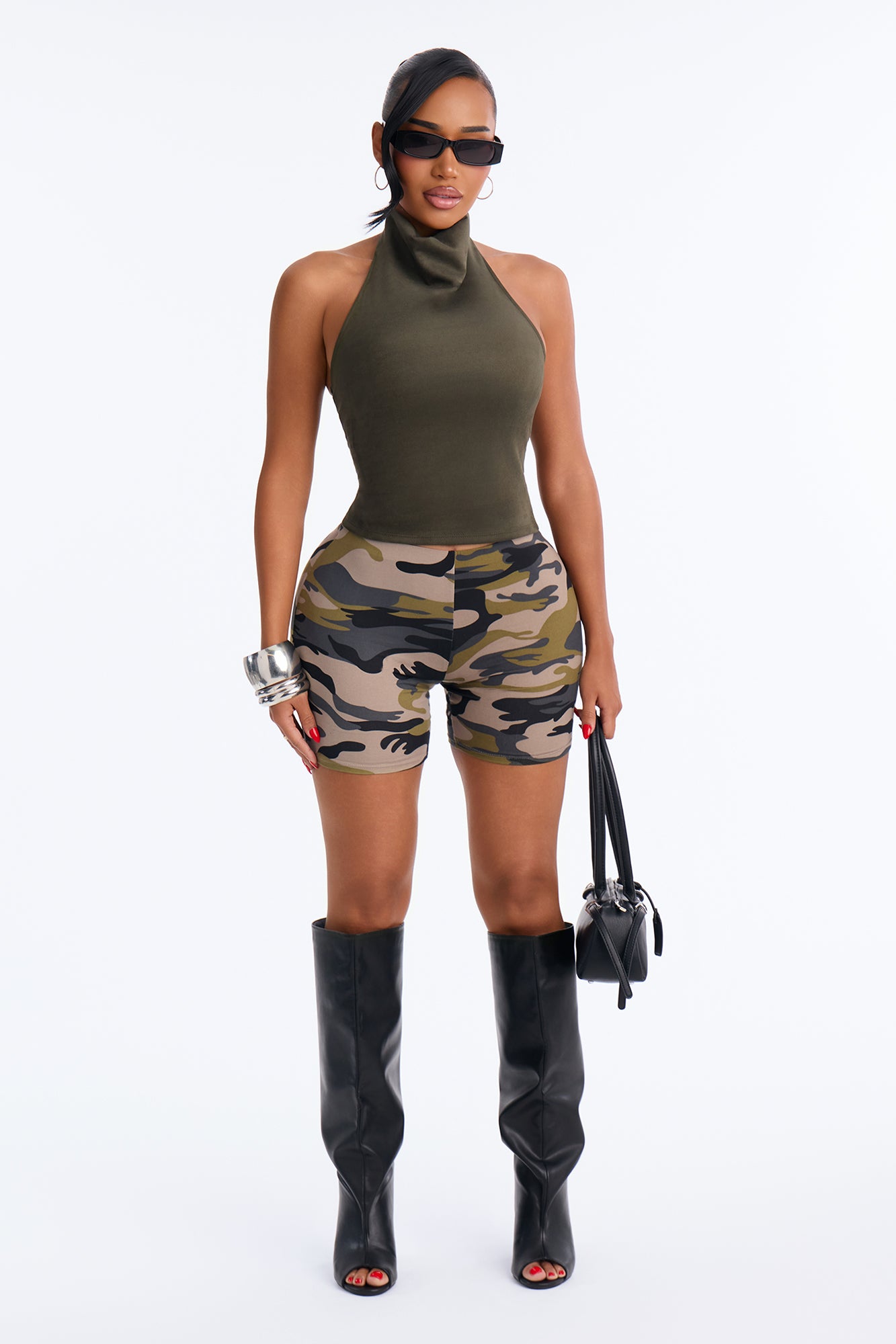 Break Free Camo Biker Short - Grey/combo