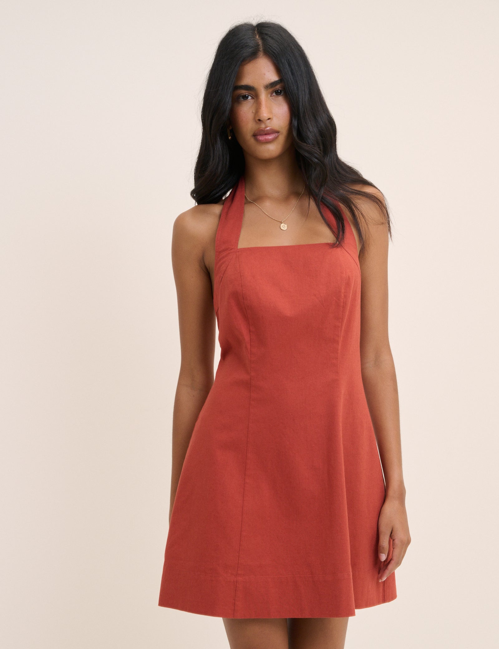 Dusty Red Halterneck Emily Mini Dress