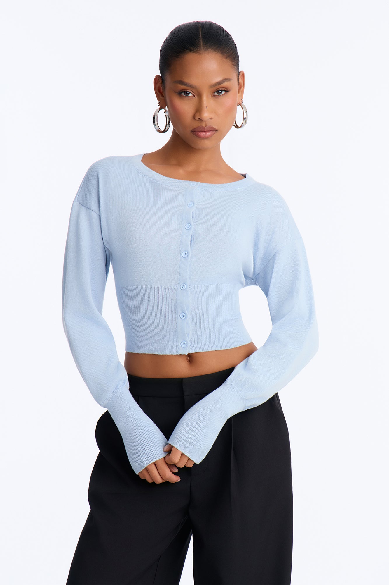 Soft Dreams Button Up Cardigan - Dusty Blue