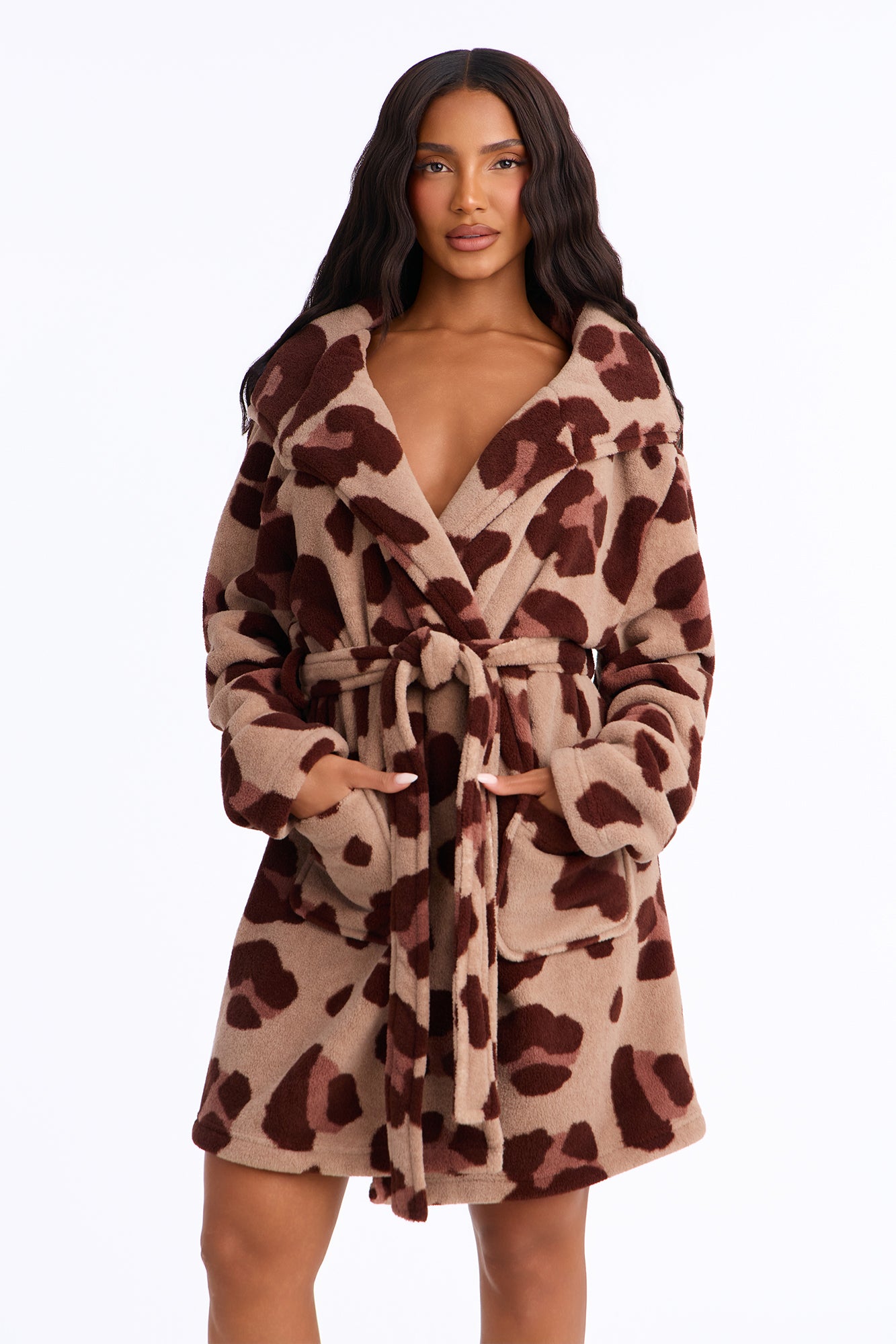 Cozy Fun Leopard Plush Microfleece Robe - Leopard
