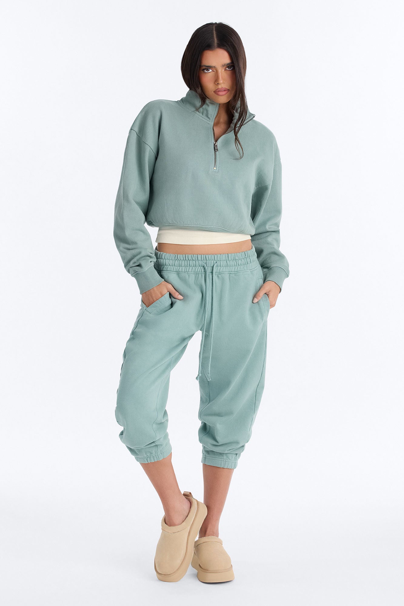 TERRY Cropped Jogger Sweatpant - Washed Sage