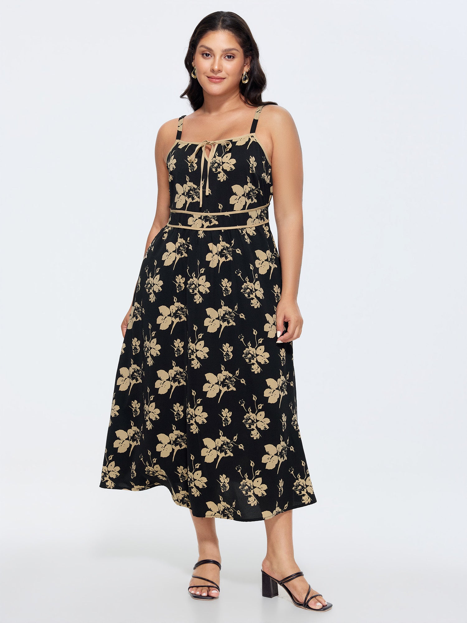 Floral Print Keyhole Neckline Maxi Dress