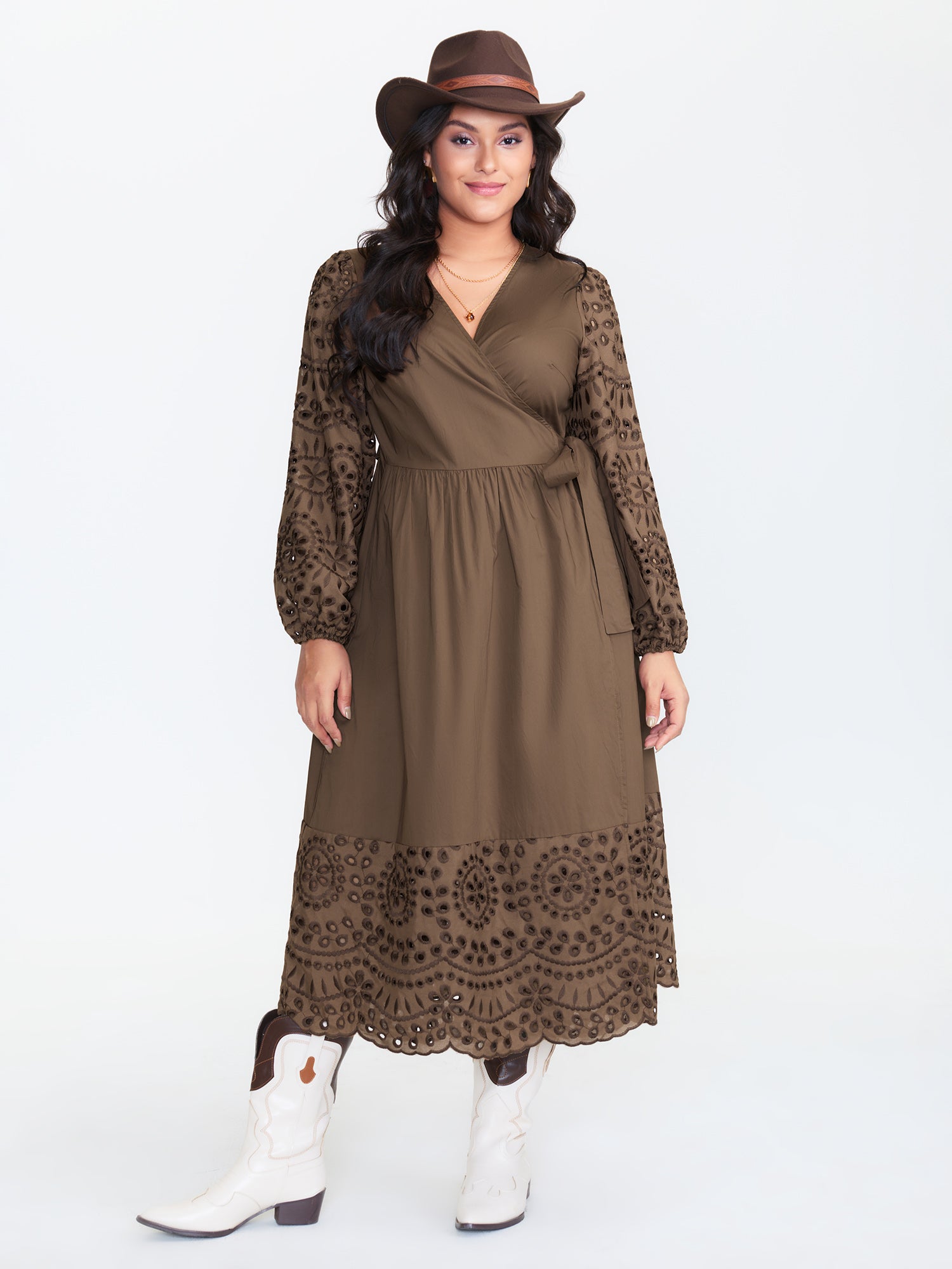 Pure Cotton Cut-Out Tie Midi Dress