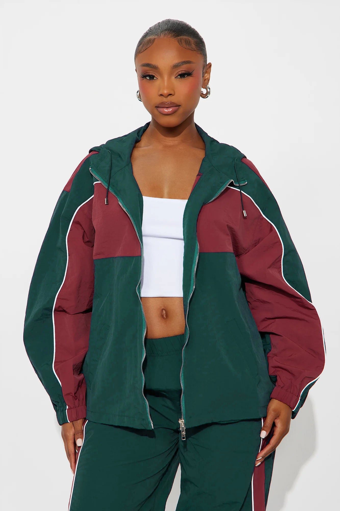Bounce Back Hooded Windbreaker - Green/combo
