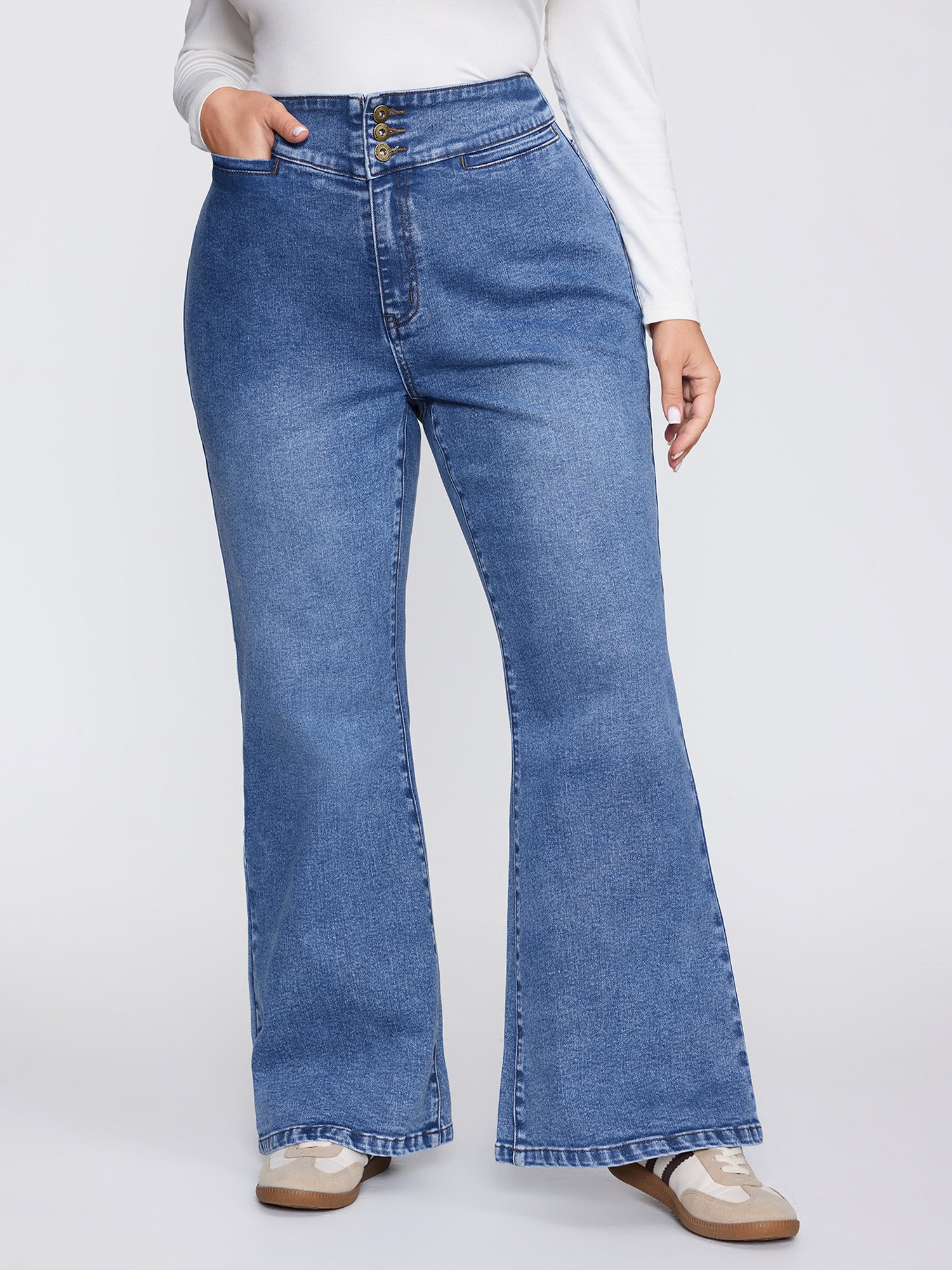 Thigh Friendly Stretchy Waist Flare Jeans