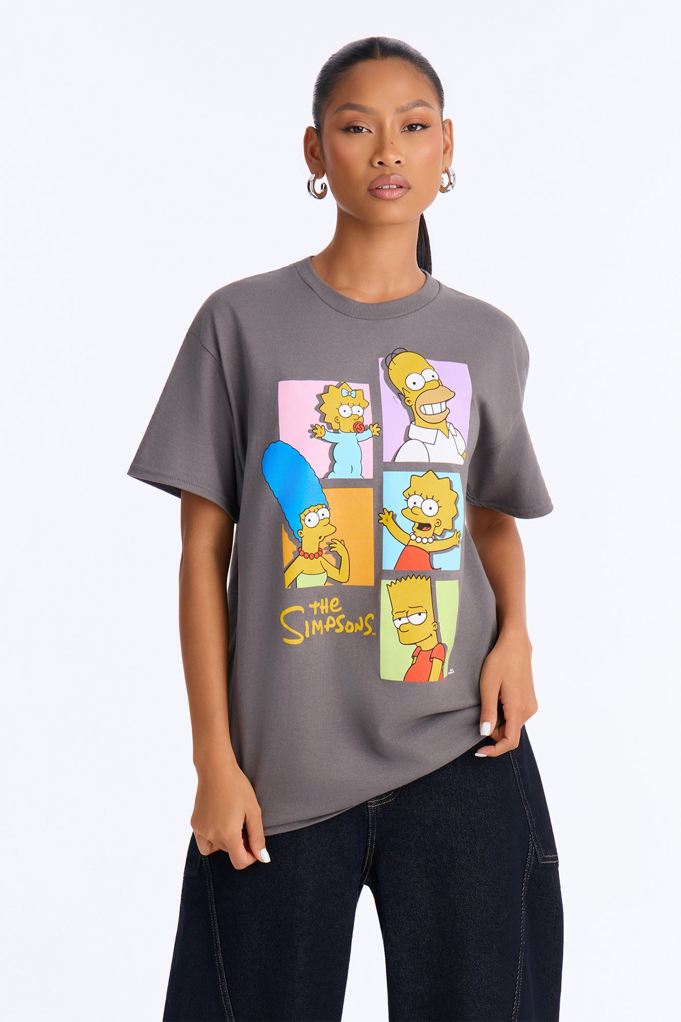 Simpsons Family Frame Oversized Tee - Charcoal