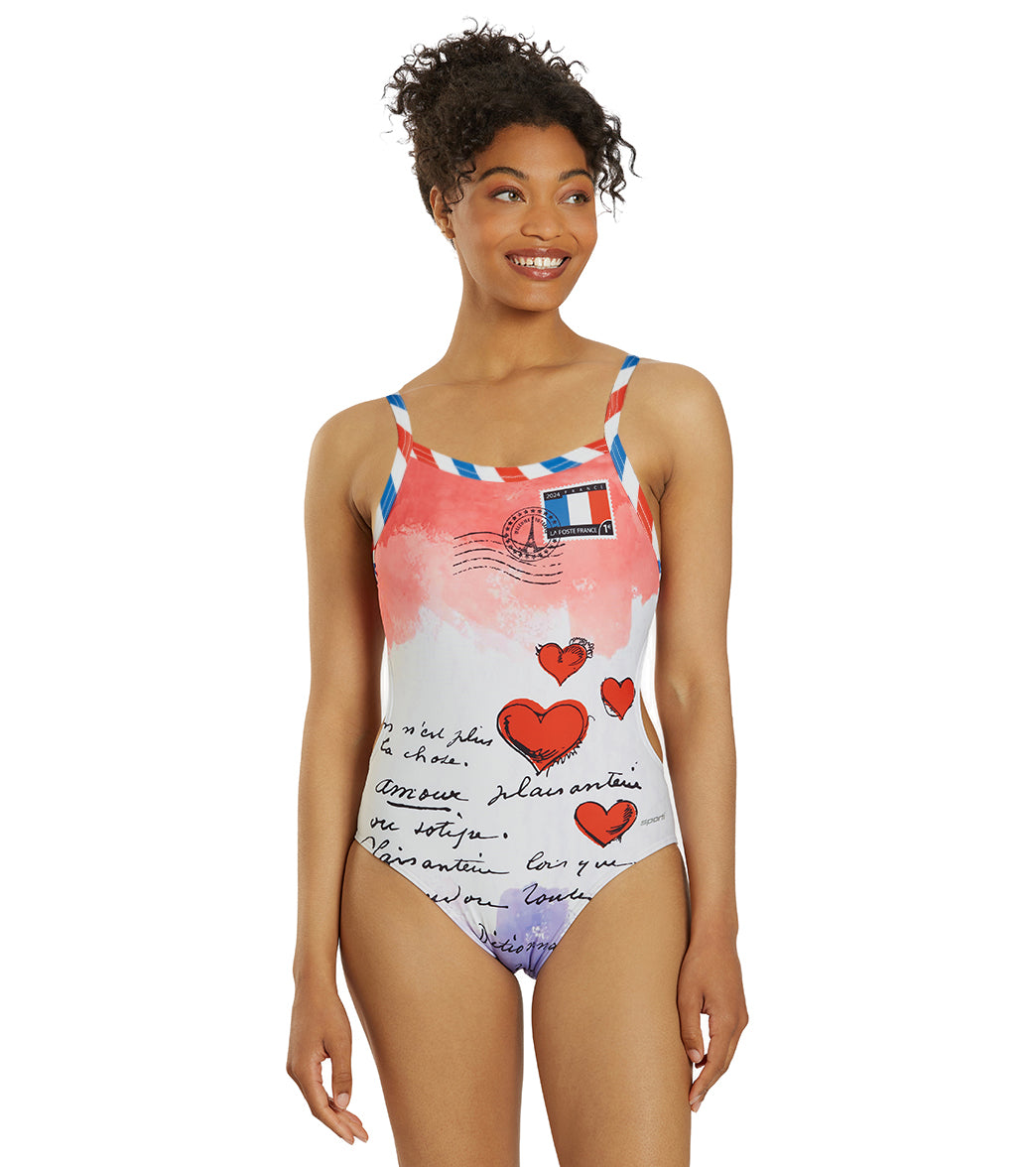 Sporti Paris Love Letters Thin Strap One Piece Swimsuit (22-44)