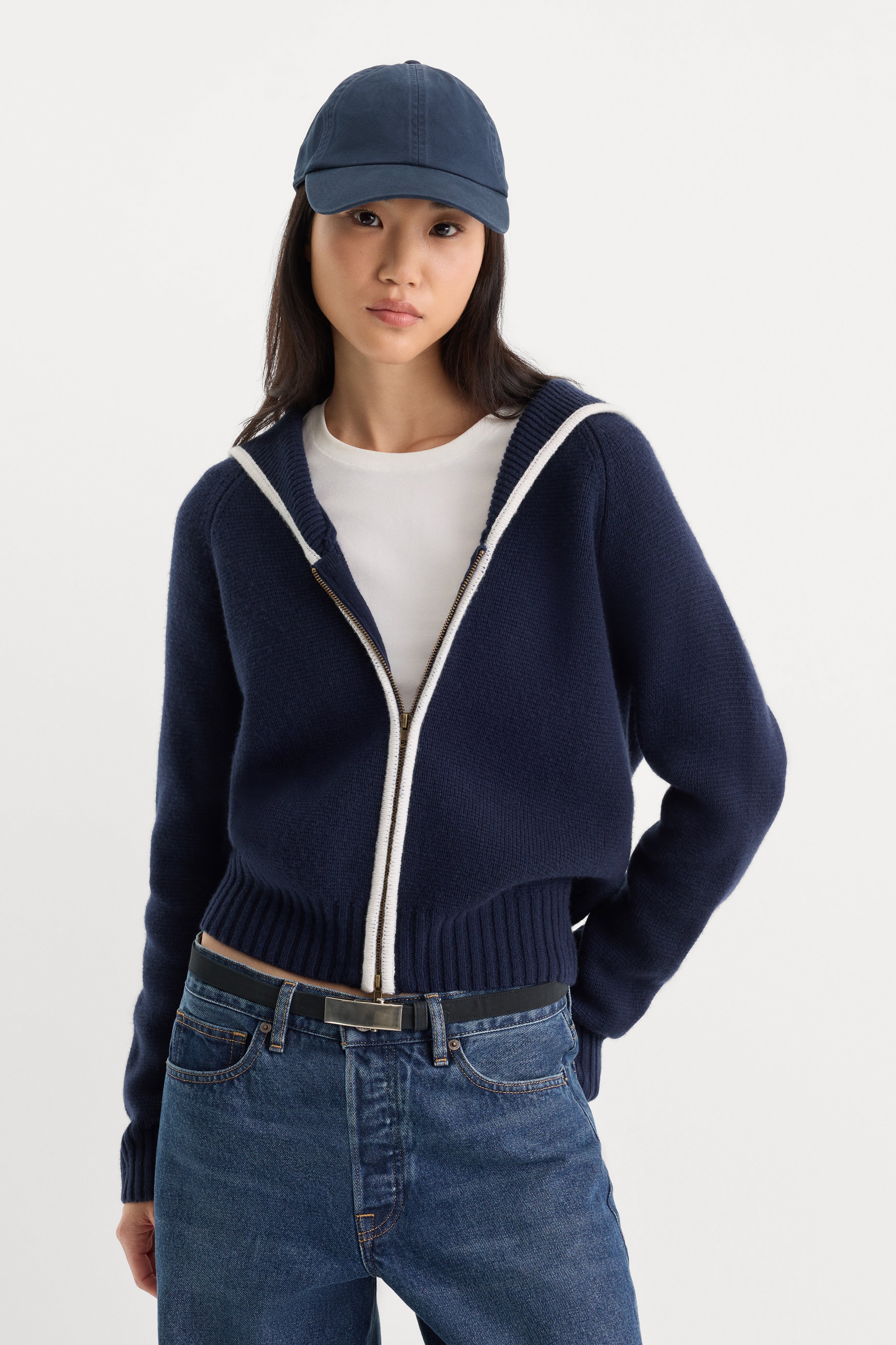 THE KNIT SAILOR ZIP UP | NEW NAVY002