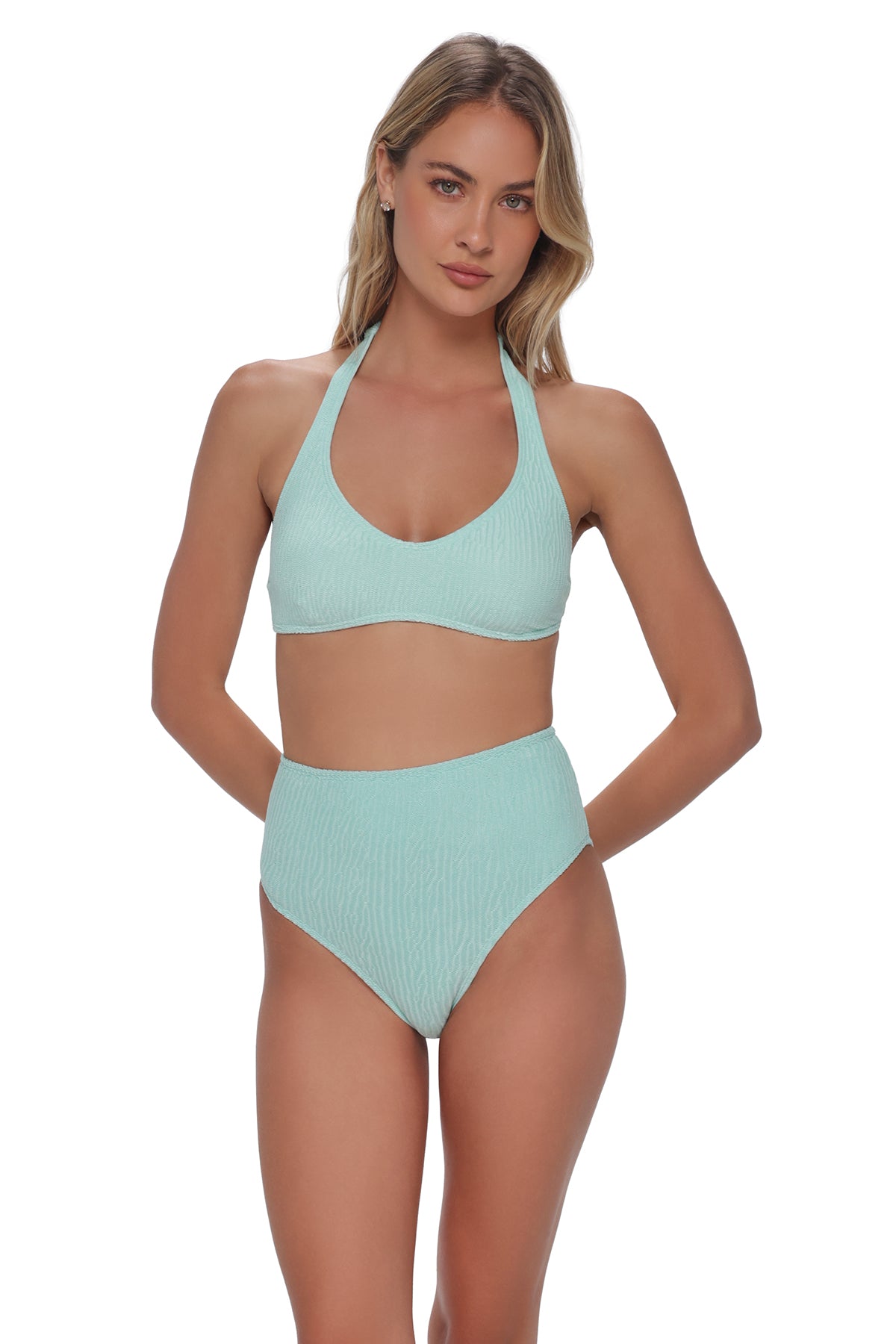 Pacifica by Sunsets Mint Scrunch Splash Halter Top
