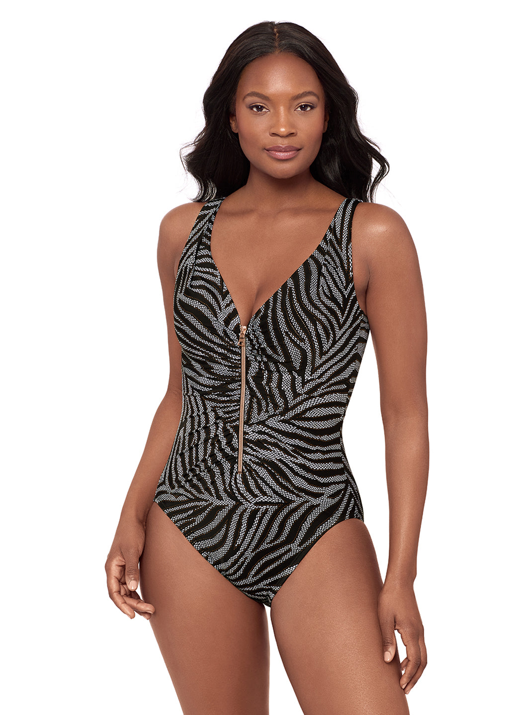 Miraclesuit Women's Zirconic Zipt One Piece Swimsuit
