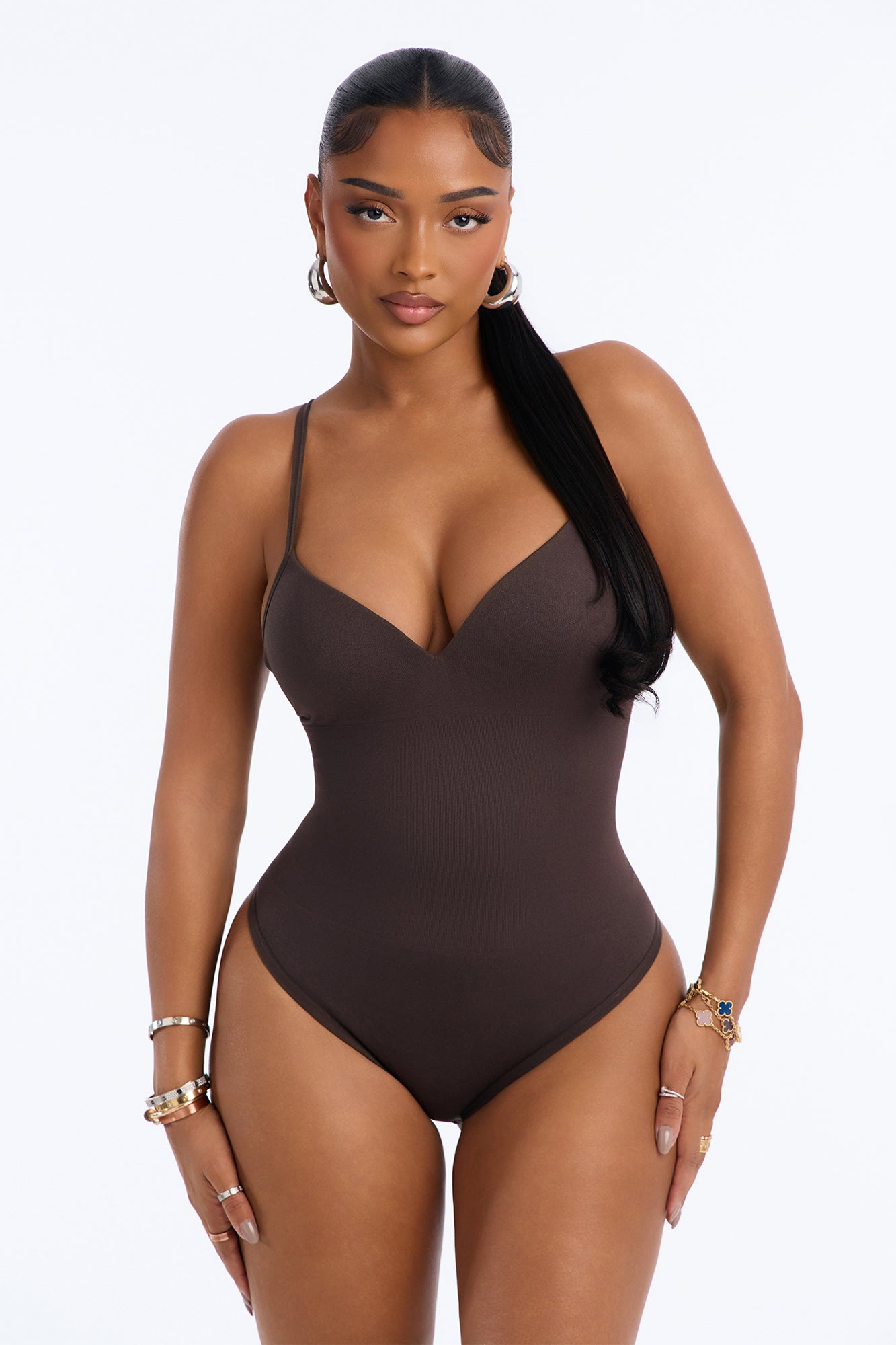 Serenity Sculpted Seamless Bodysuit - Chocolate