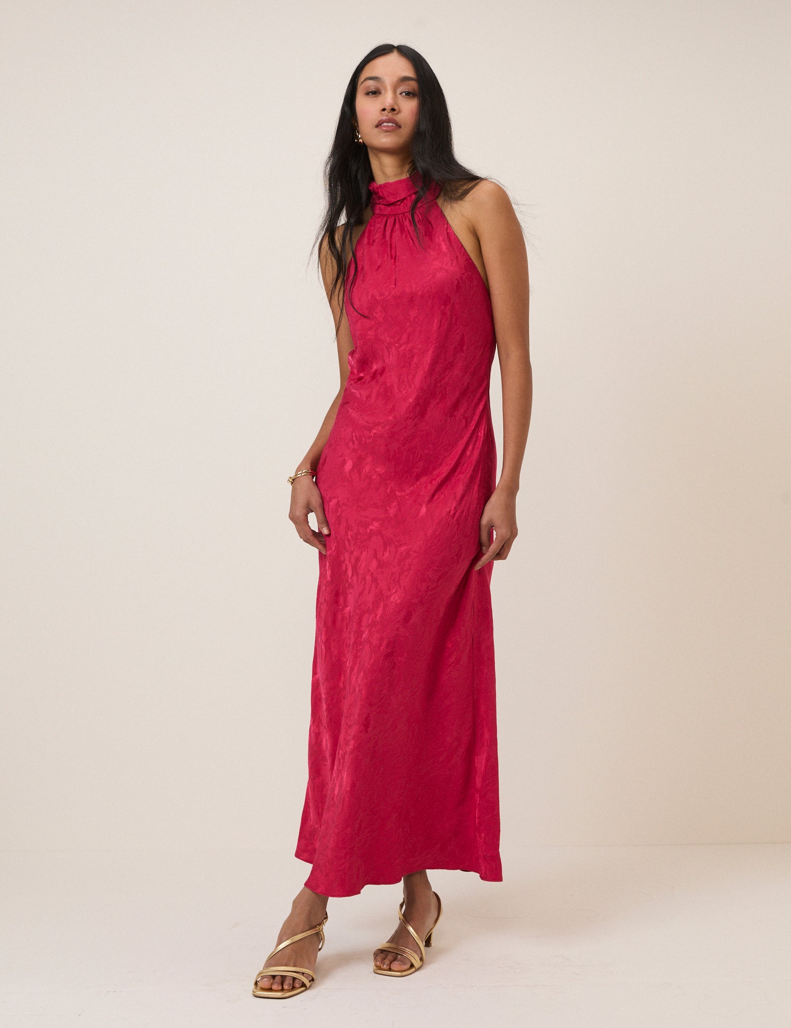 Pink Floral Jacquard Fifi Maxi Dress