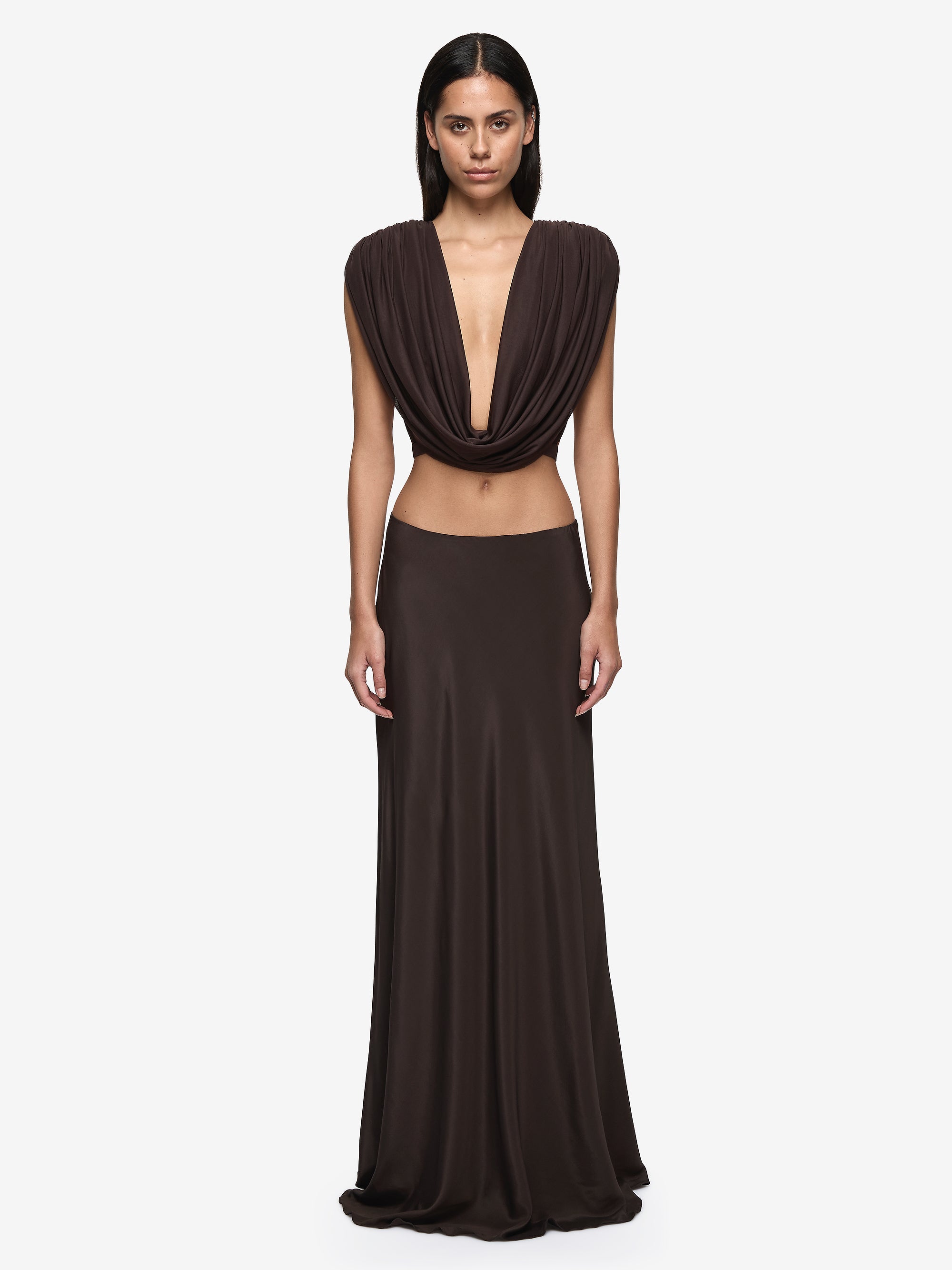 KATARINA MAXI SKIRT - DARK CHOCOLATE