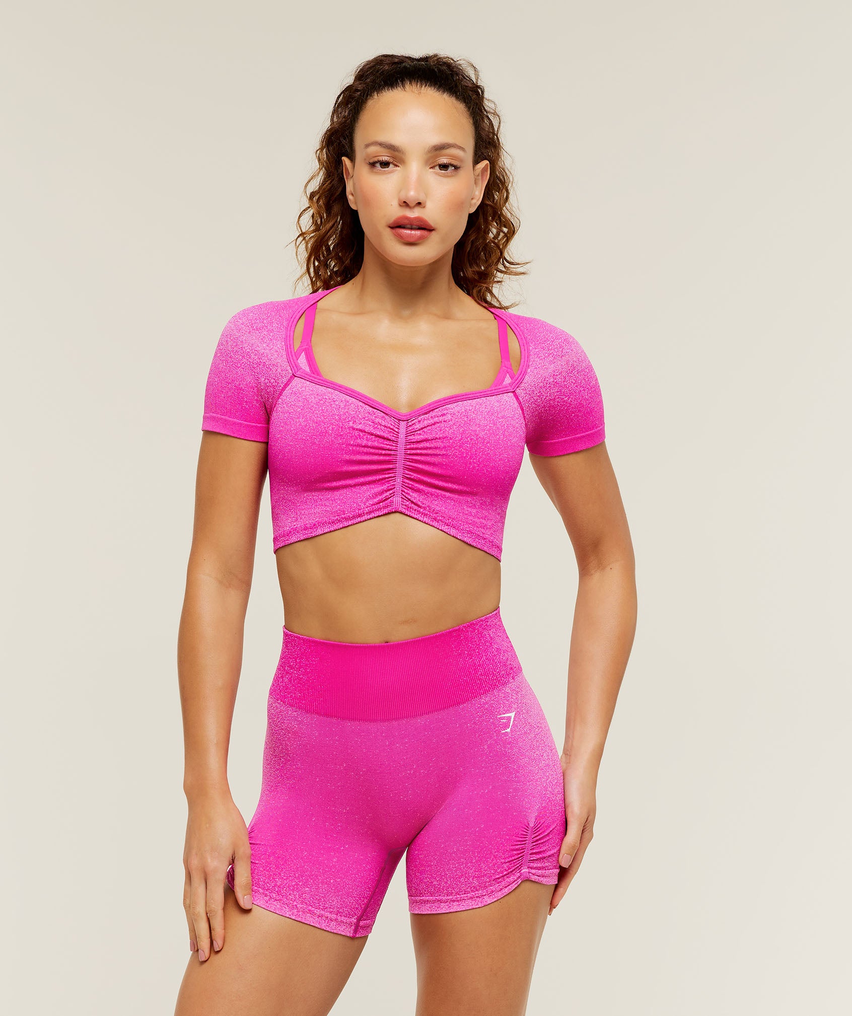 Gymshark Blush Seamless Short Sleeve Top - Super-Set Pink/Focus Pink