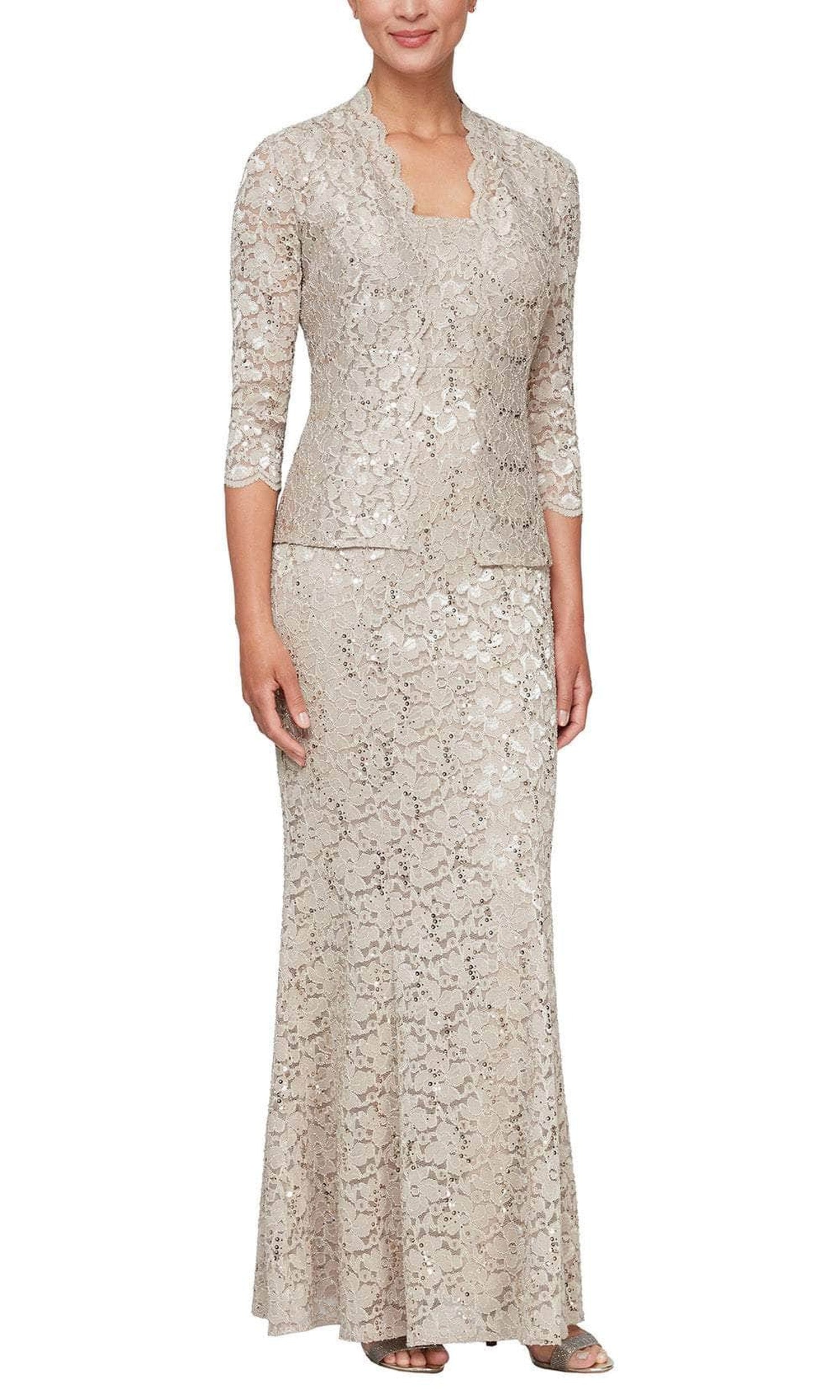 S.L. Fashions 9113110 - Sleeveless Sequin Lace Formal Dress with Jacket