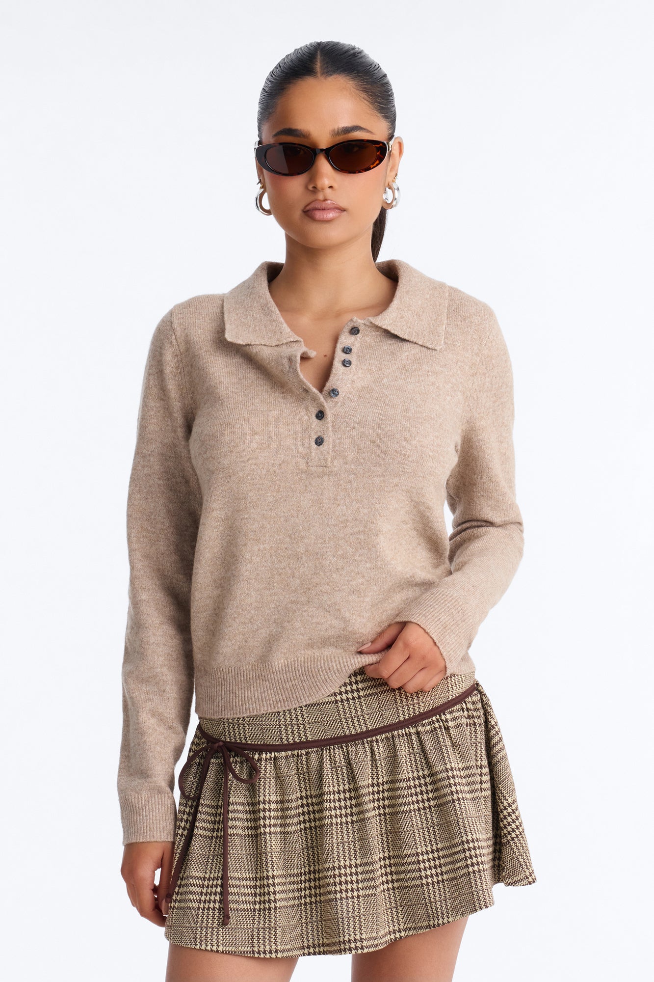 Mariah Button Up Pullover Sweater - Mocha