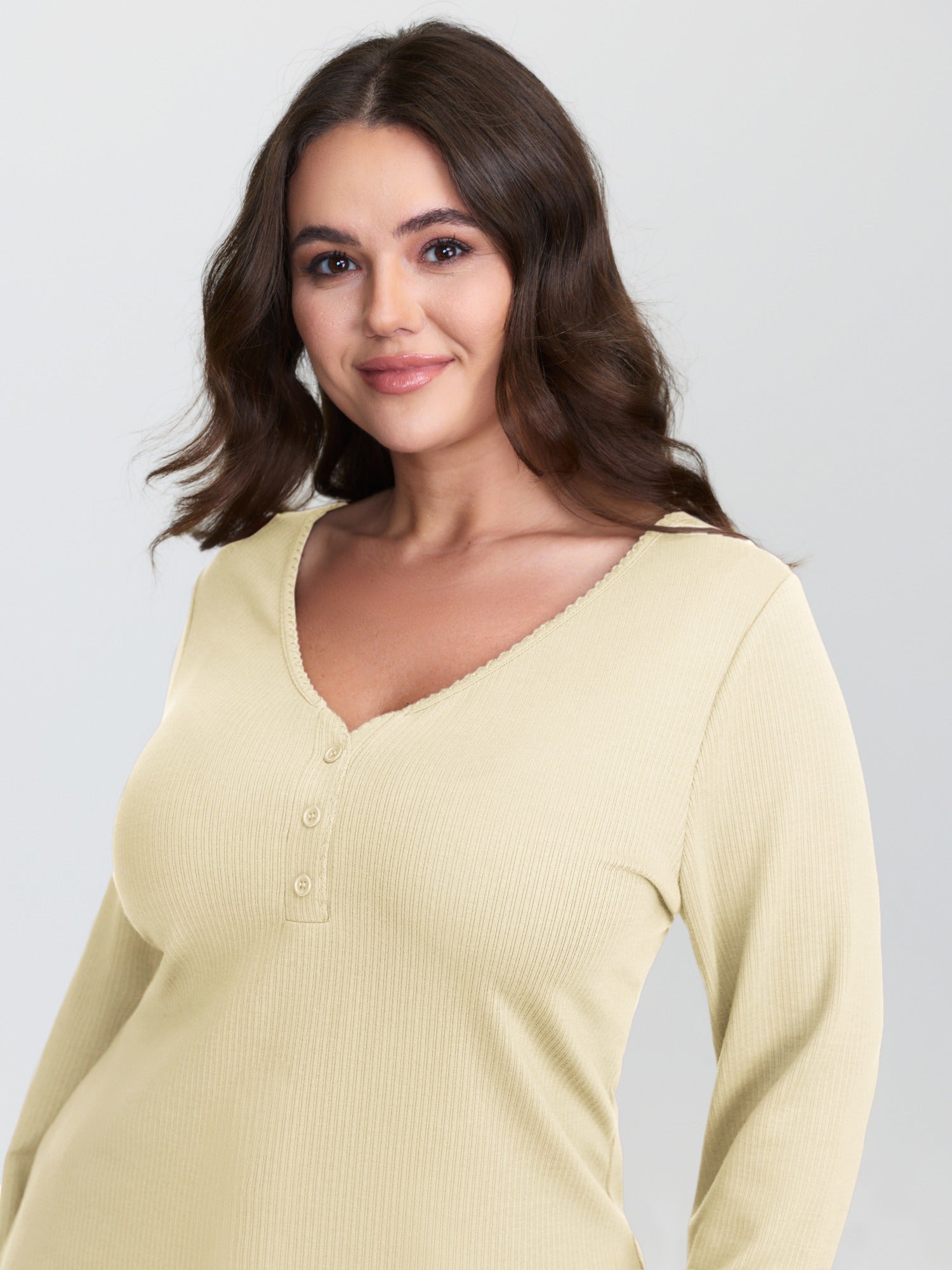 Textured Deep V-Neck Fitted T-Shirt