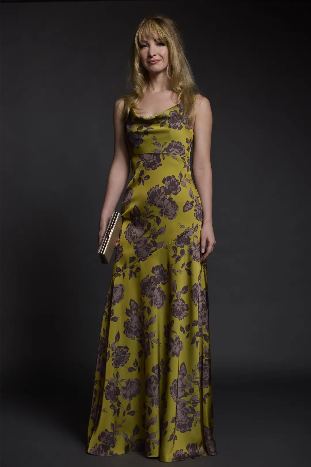 Floral Matte Satin Cowl Neck Tank Sheath Dress
