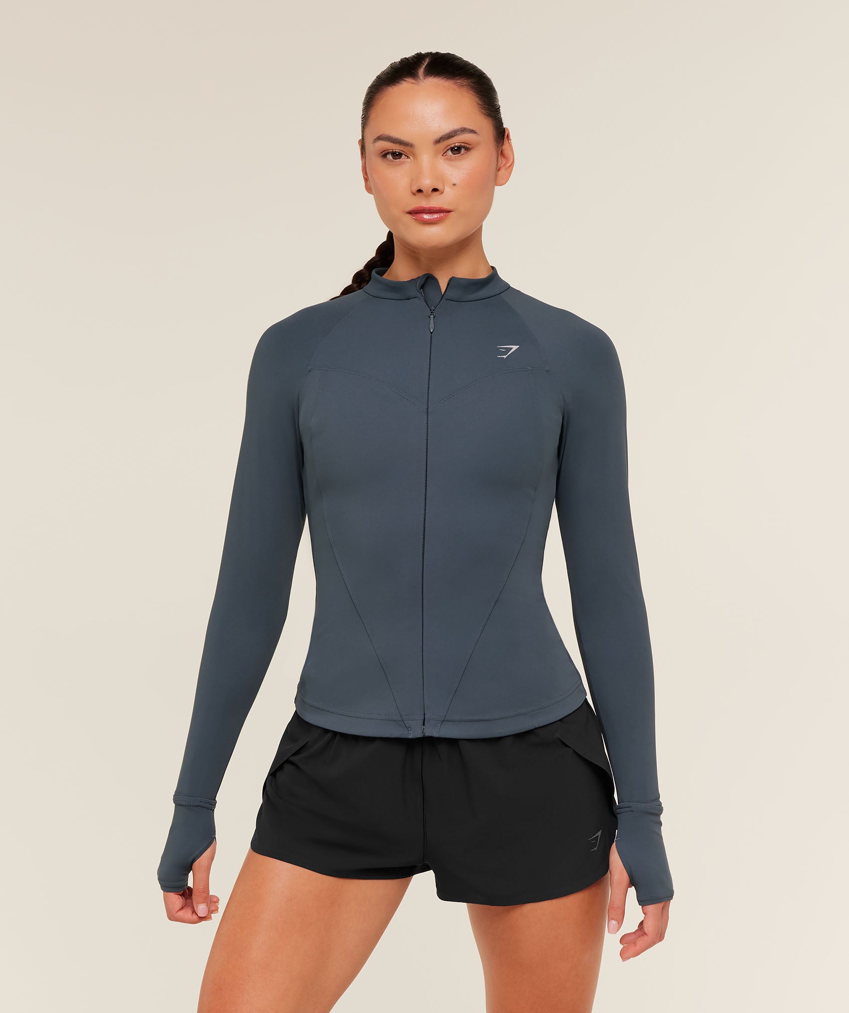 Gymshark Running Full Zip Jacket - Titanium Blue