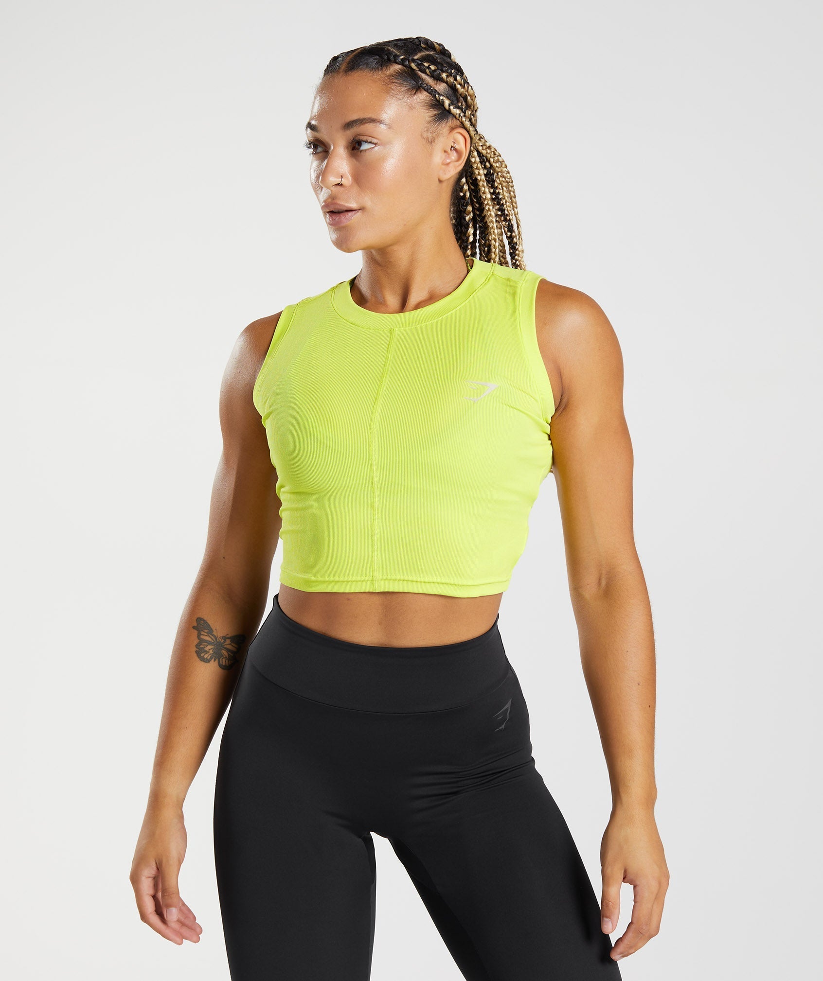 Gymshark GS Power Ribbed Midi Tank - Glitch Yellow