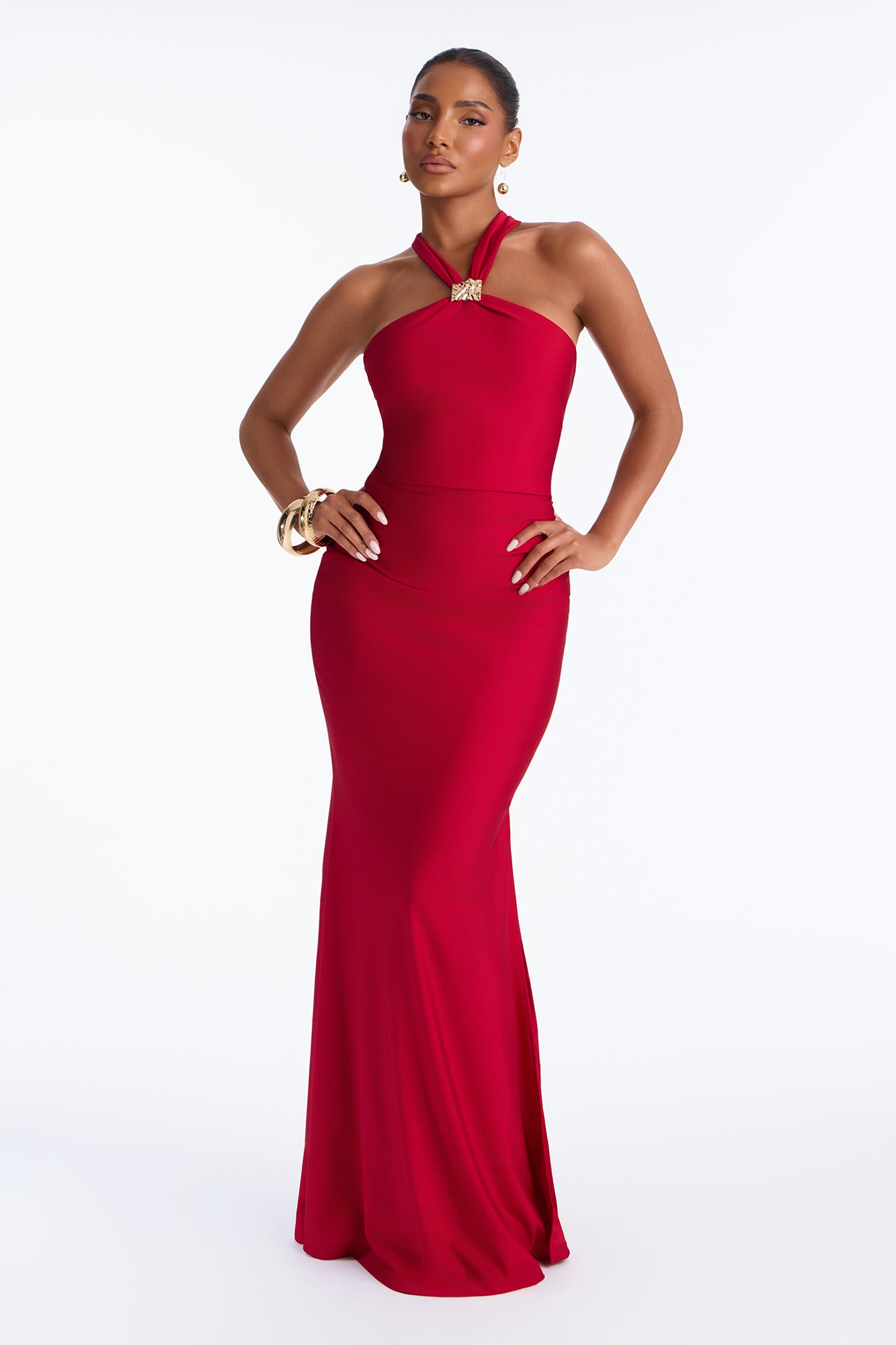 Lauryn Backless Maxi Dress - Red