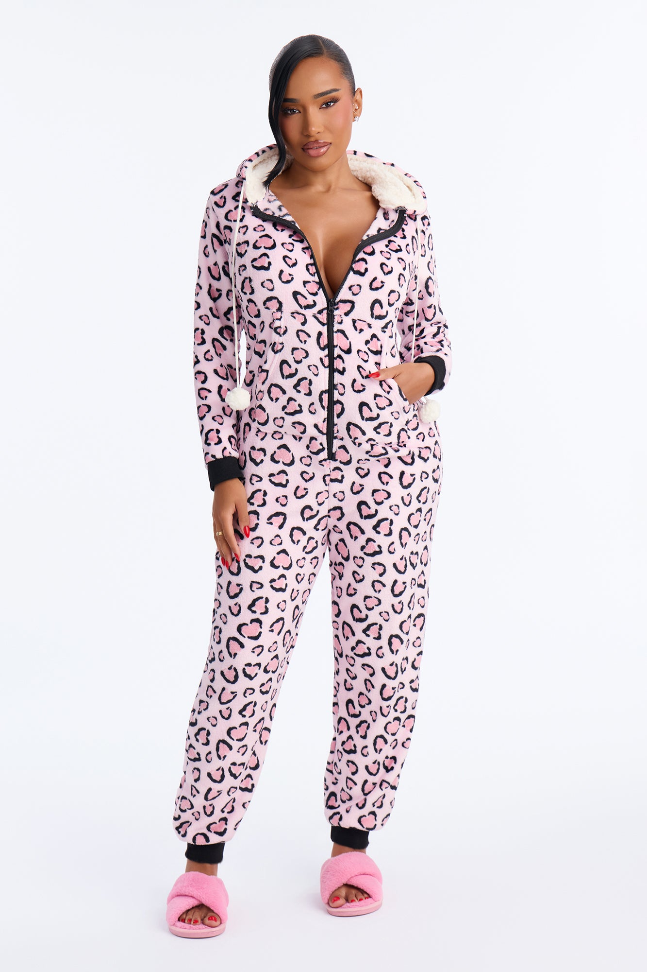 Asleep Under The Stars Hooded Plush PJ Onesie - Pink/combo