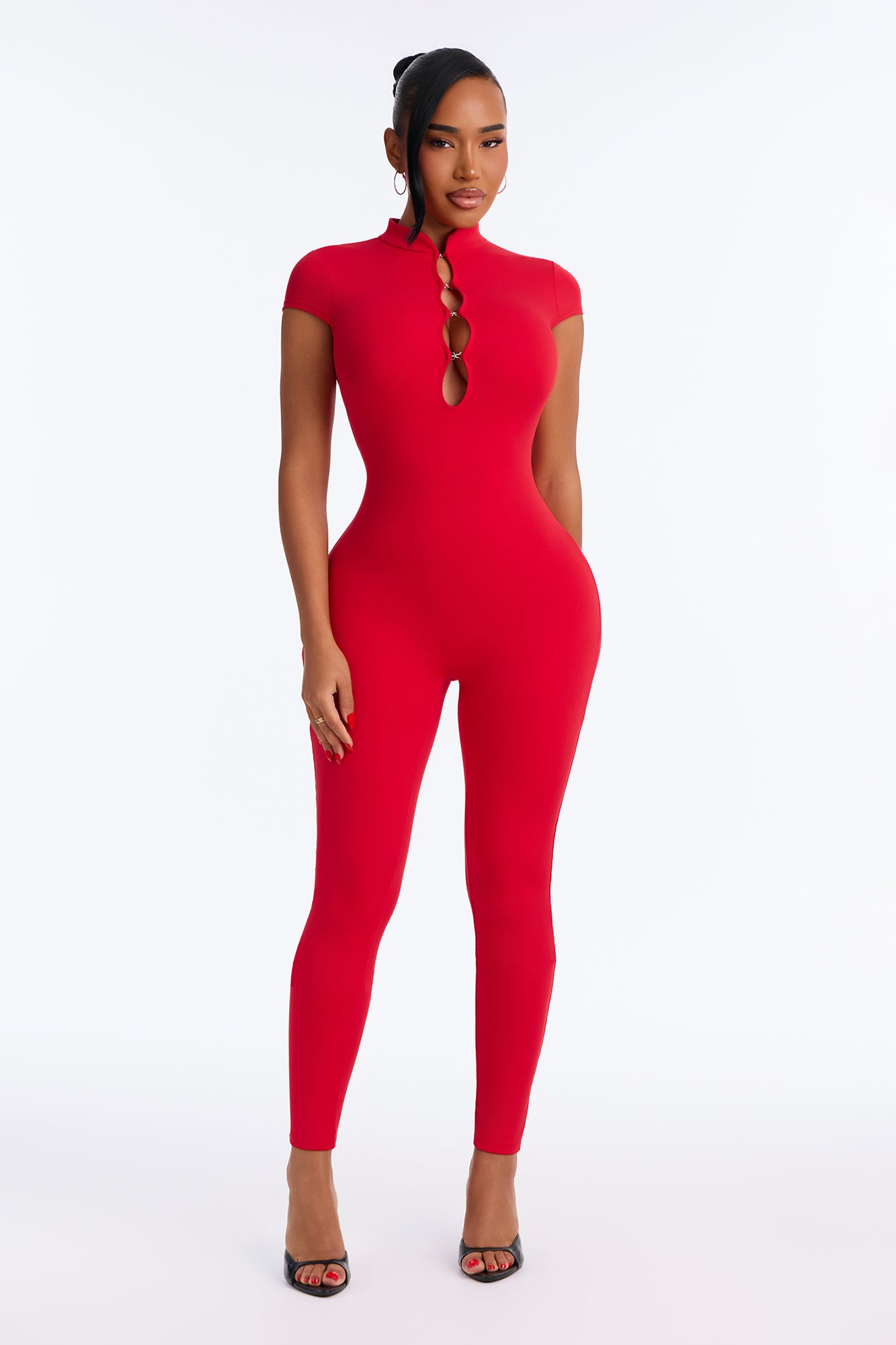 Neomi Keyhole Cut Out Catsuit - Red