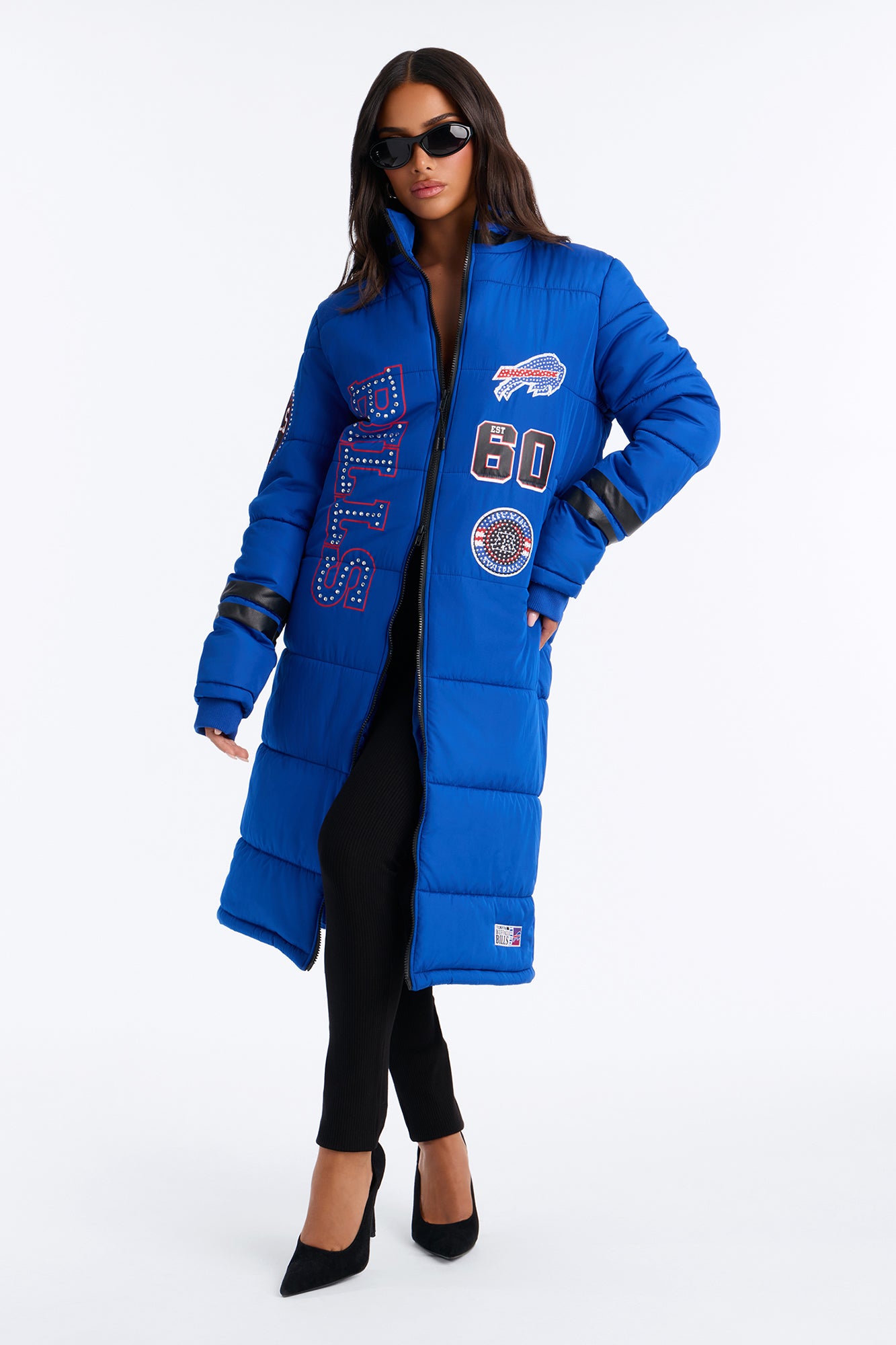 NFL Buffalo Bills Rhinestone Long Puffer - Royal