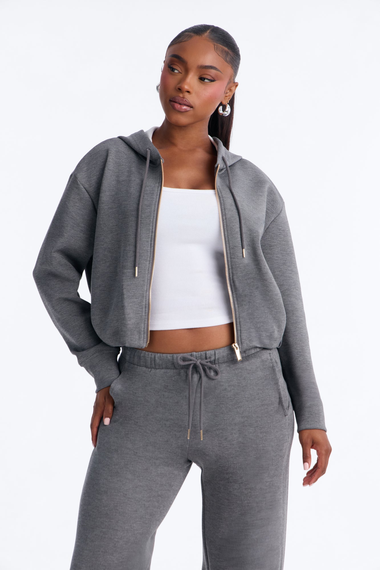 Bella Scuba Hooded Lounge Sweatshirt - Dark Grey