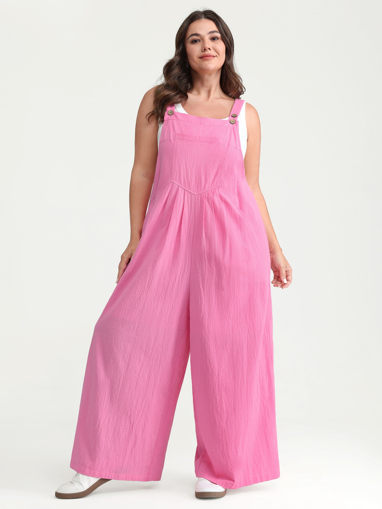 Pure Cotton Plain Adjustable Overall Jumpsuit