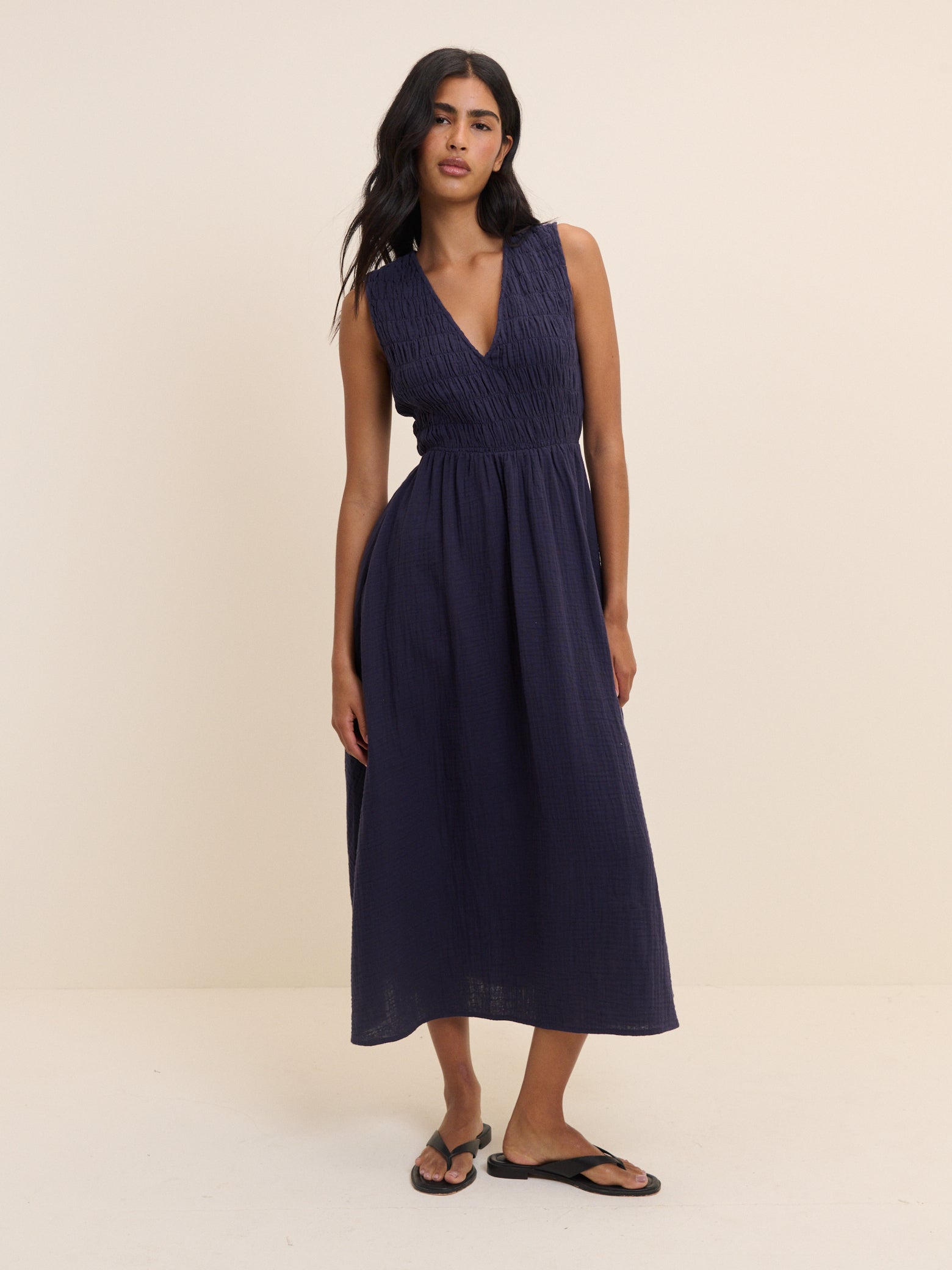 Navy Sleeveless Audrey Midi Dress