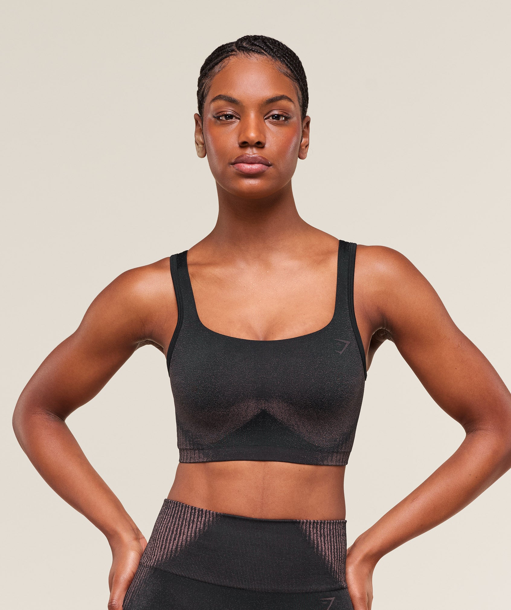 Gymshark Diffuse Seamless Sports Bra - Black/Calm Pink