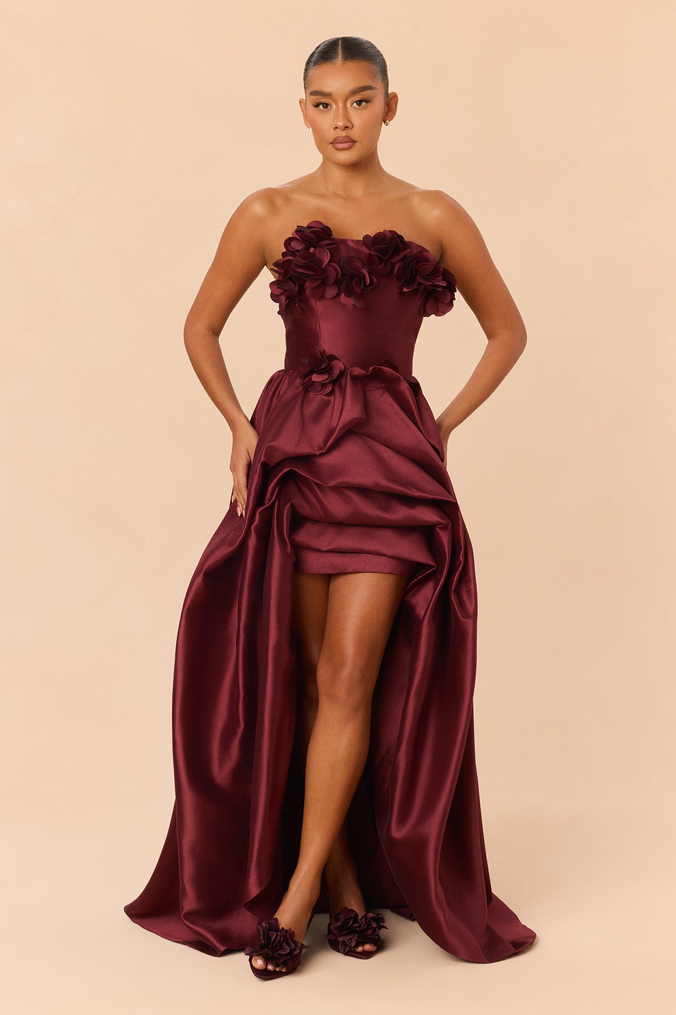 All Love Taffeta High Low Gown - Wine