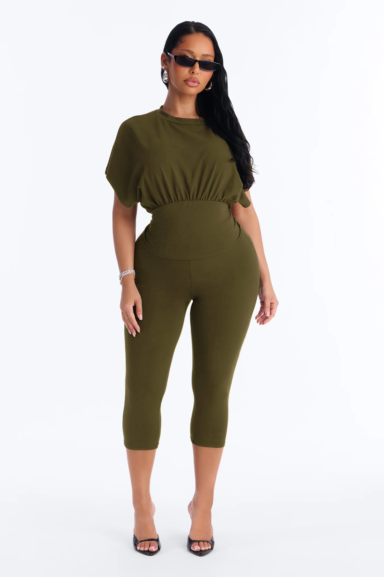 Tiana Cinched Capri Set - Olive