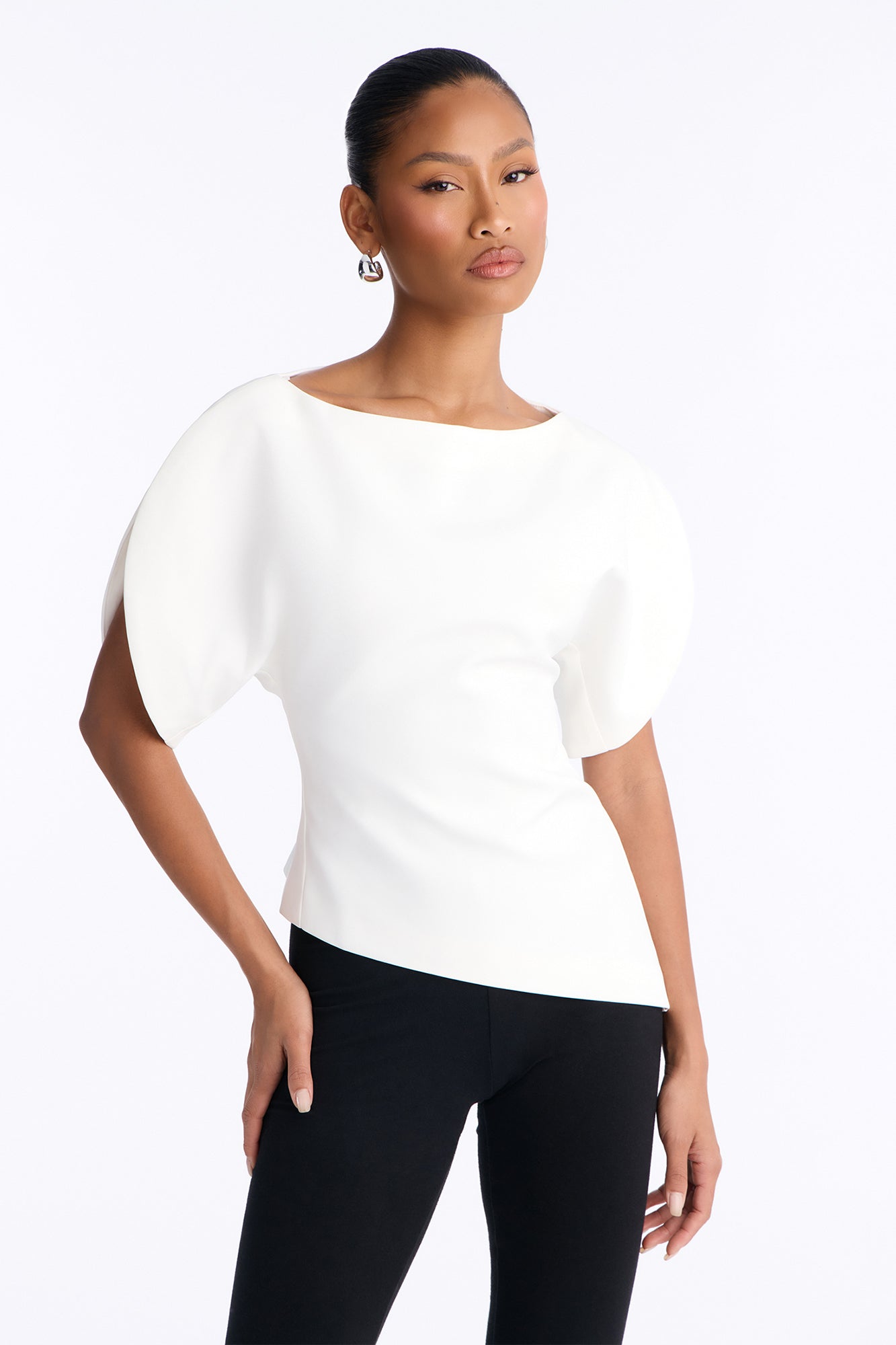 Romantic Bloom Bold Sleeve Top - White