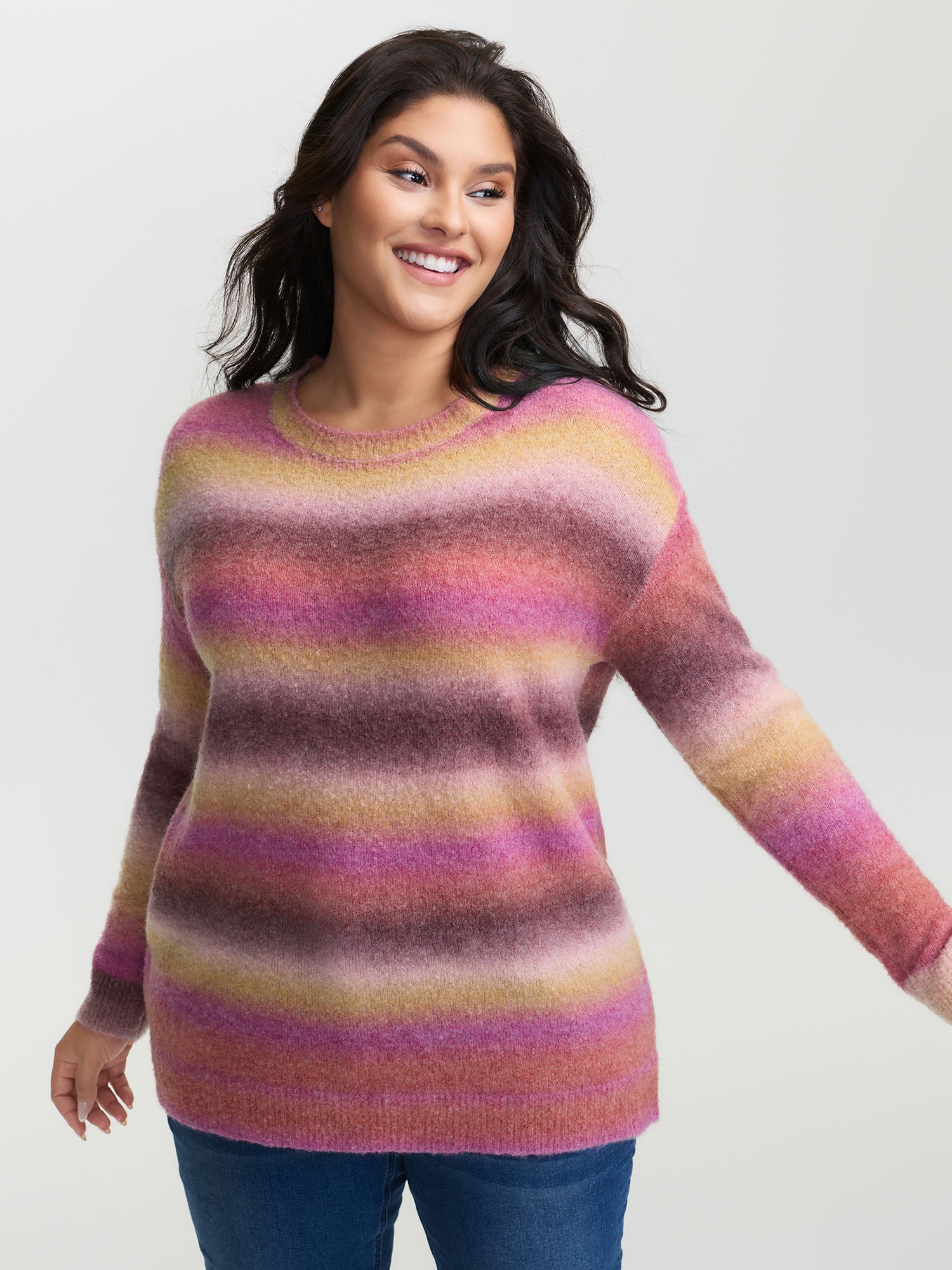 Color Gradient Heather Drop Shoulder Pullover