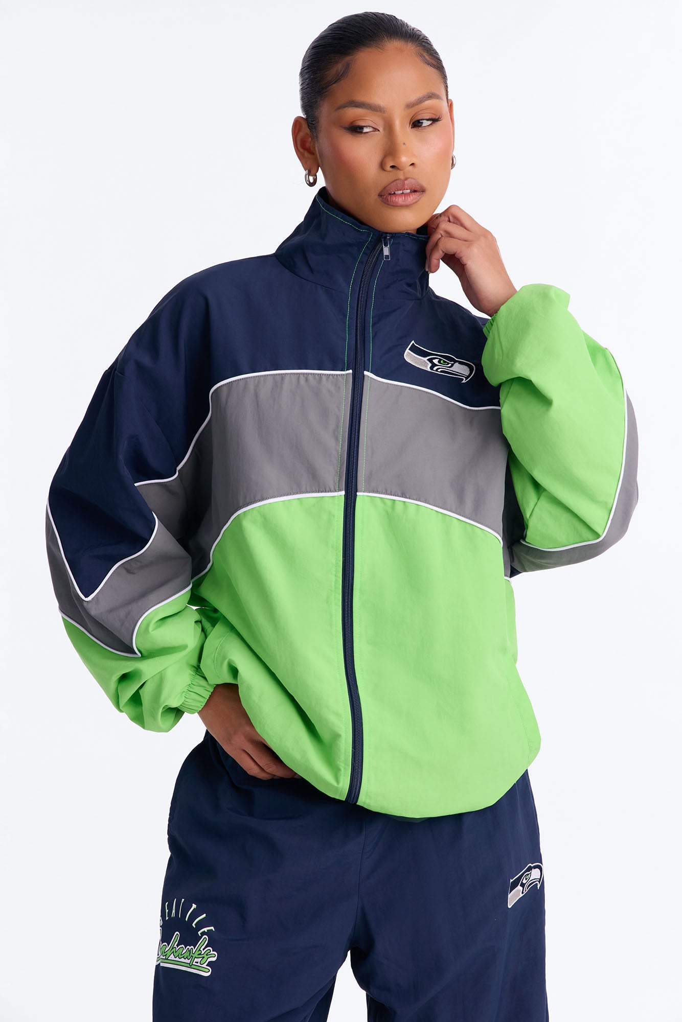 NFL Seahawks Windbreaker Zip Up Jacket - Navy