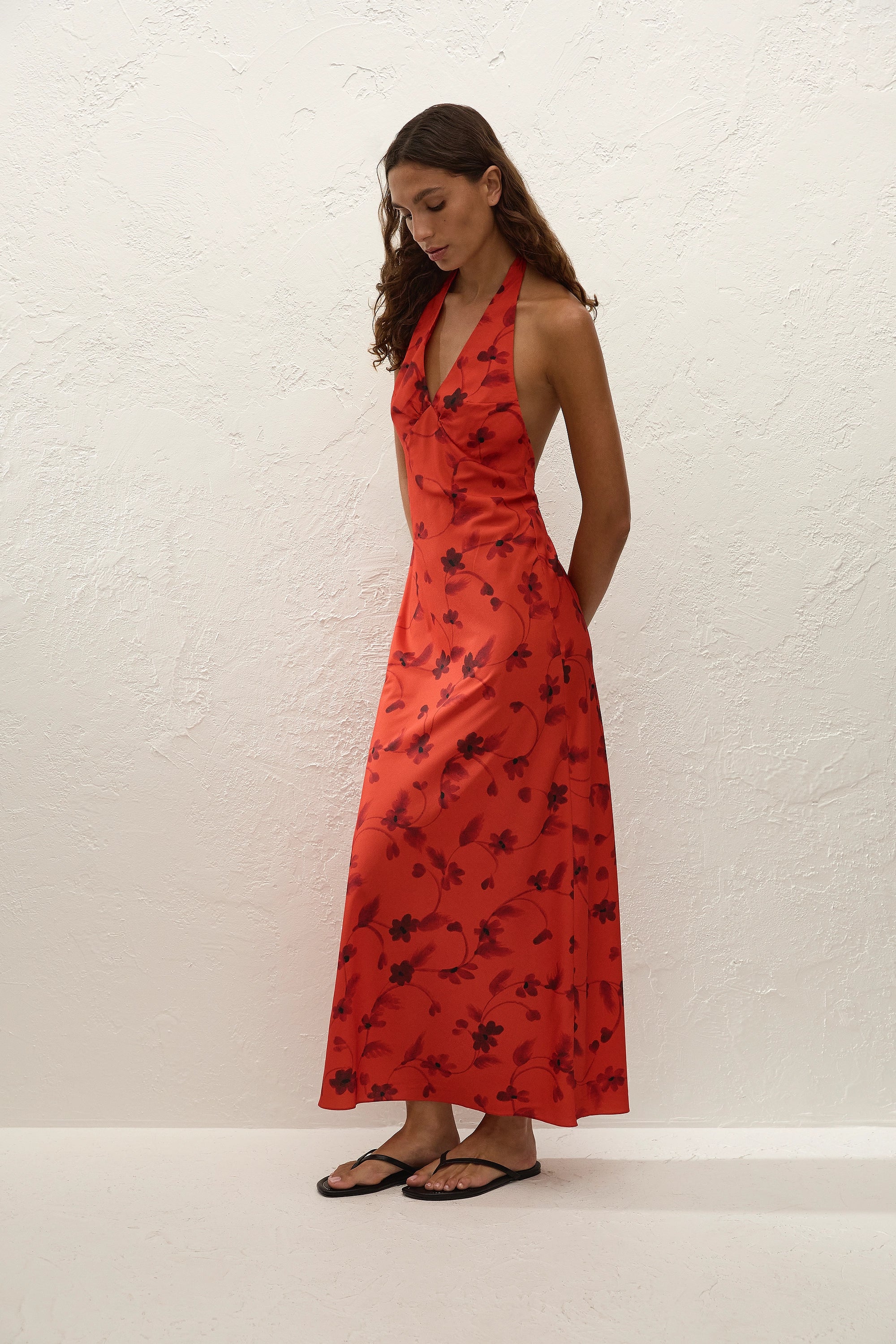 Rosa Maxi Dress Pirazzo Floral Rosso - Final Sale