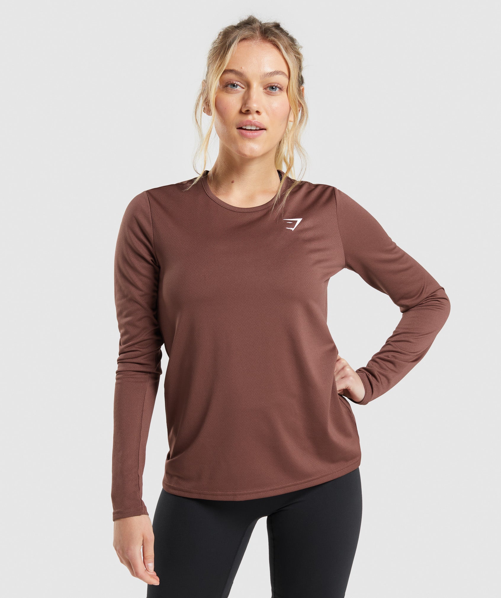Gymshark TRAINING LONG SLEEVE TOP - Cherry Brown