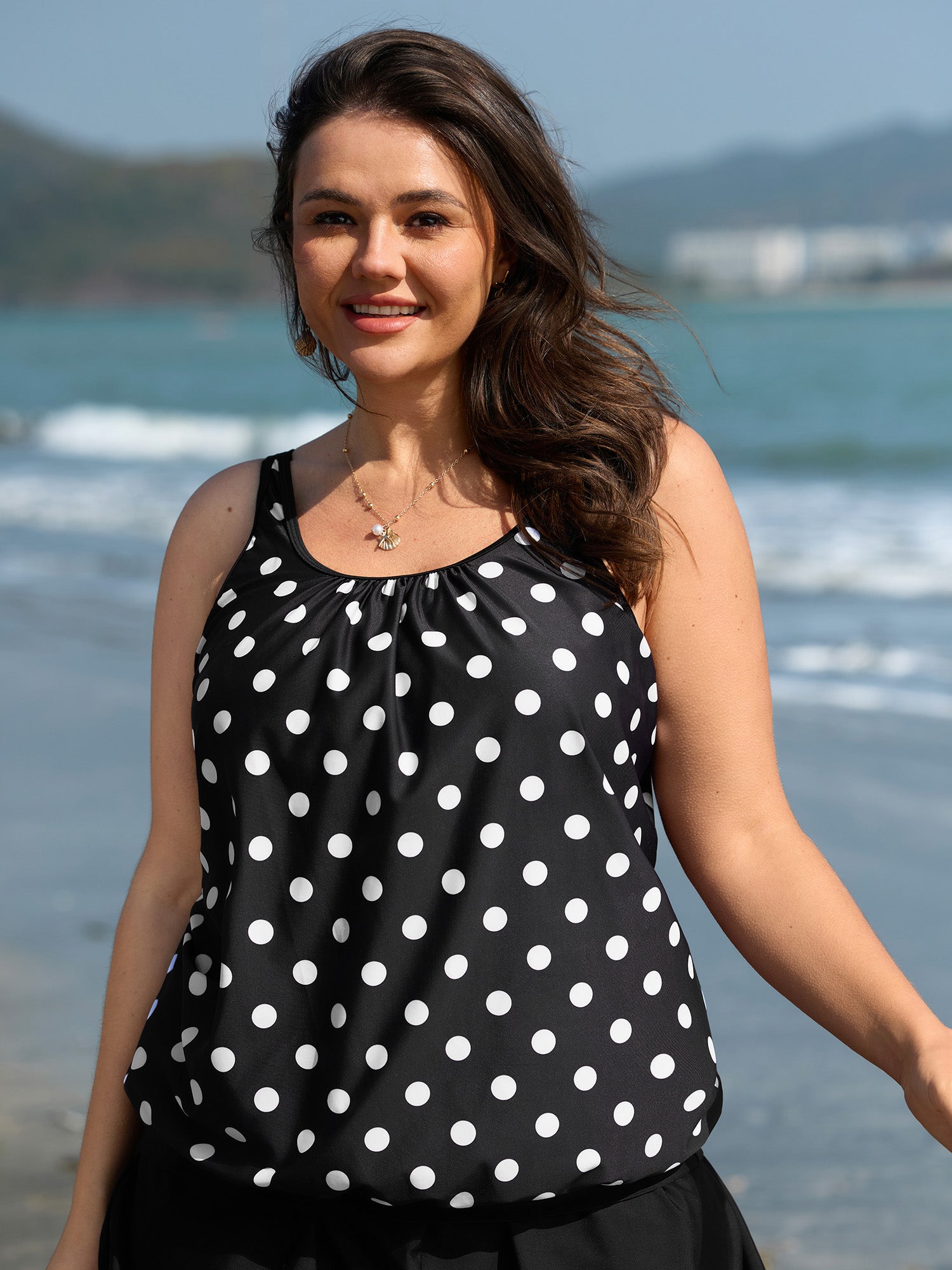 Classic Polka Dots Bust Support Swim Top