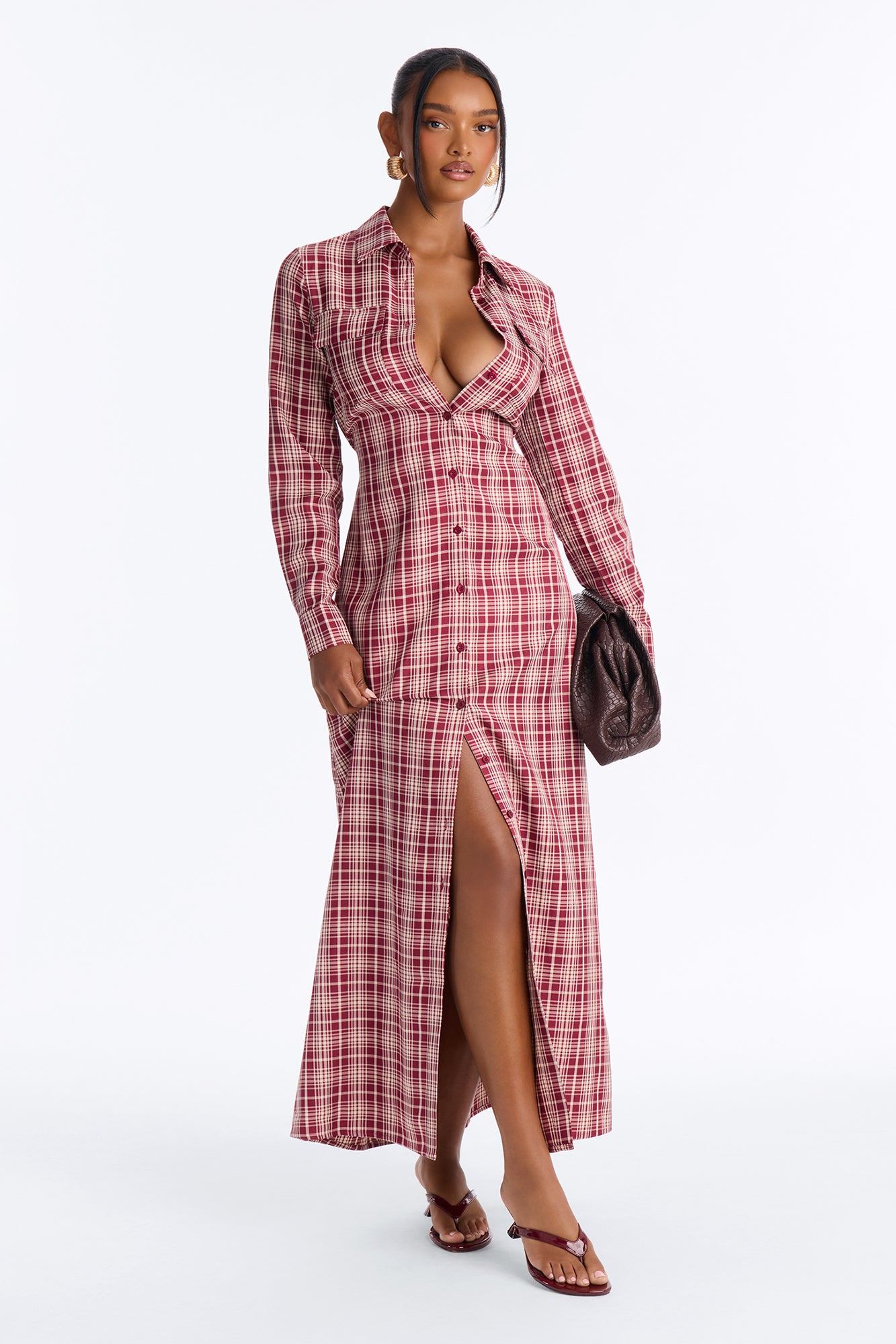 On The Daily Tie Back Maxi Dress - Red/combo