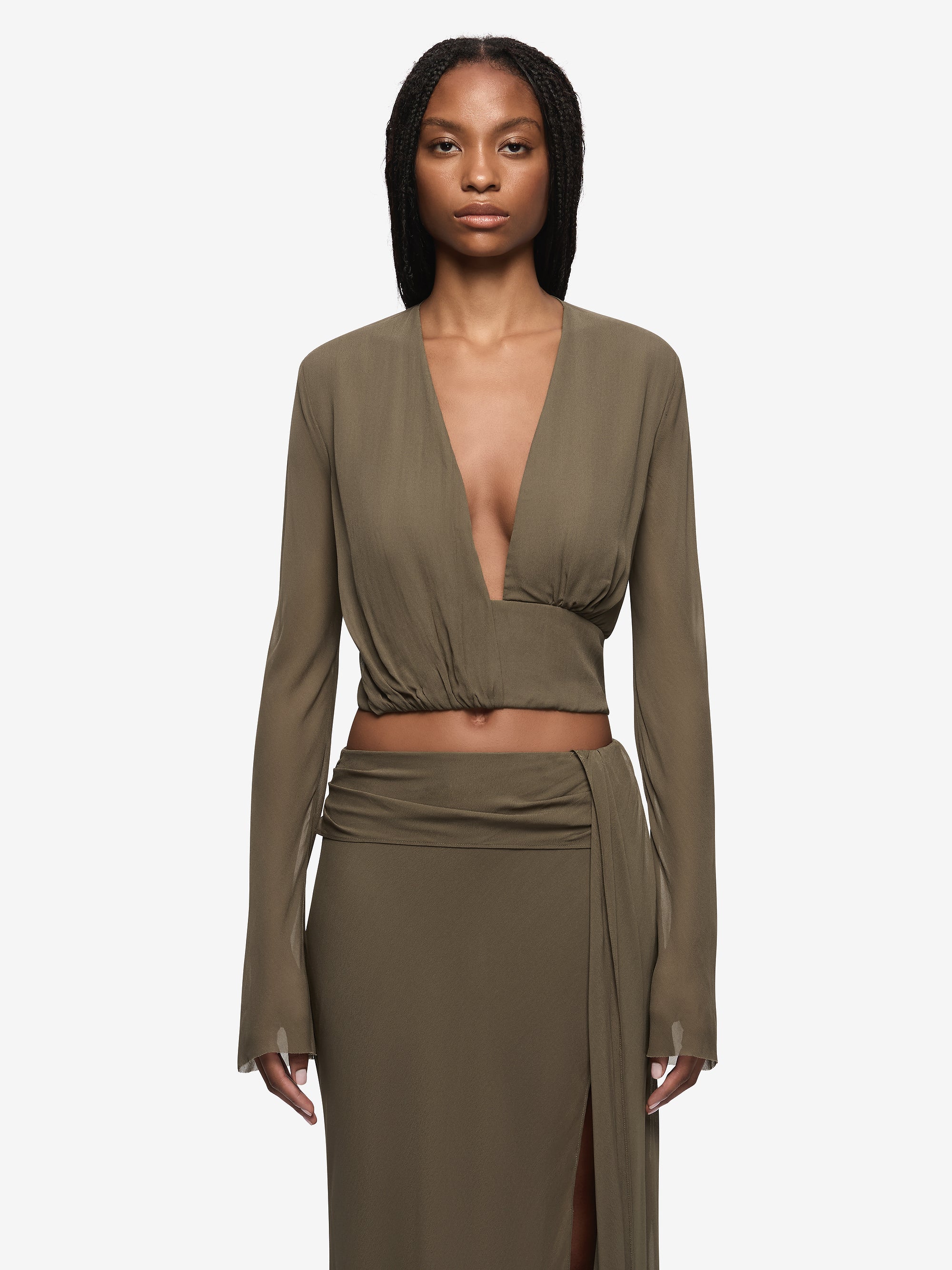 ISABELLA LONG SLEEVE TOP - TWIG