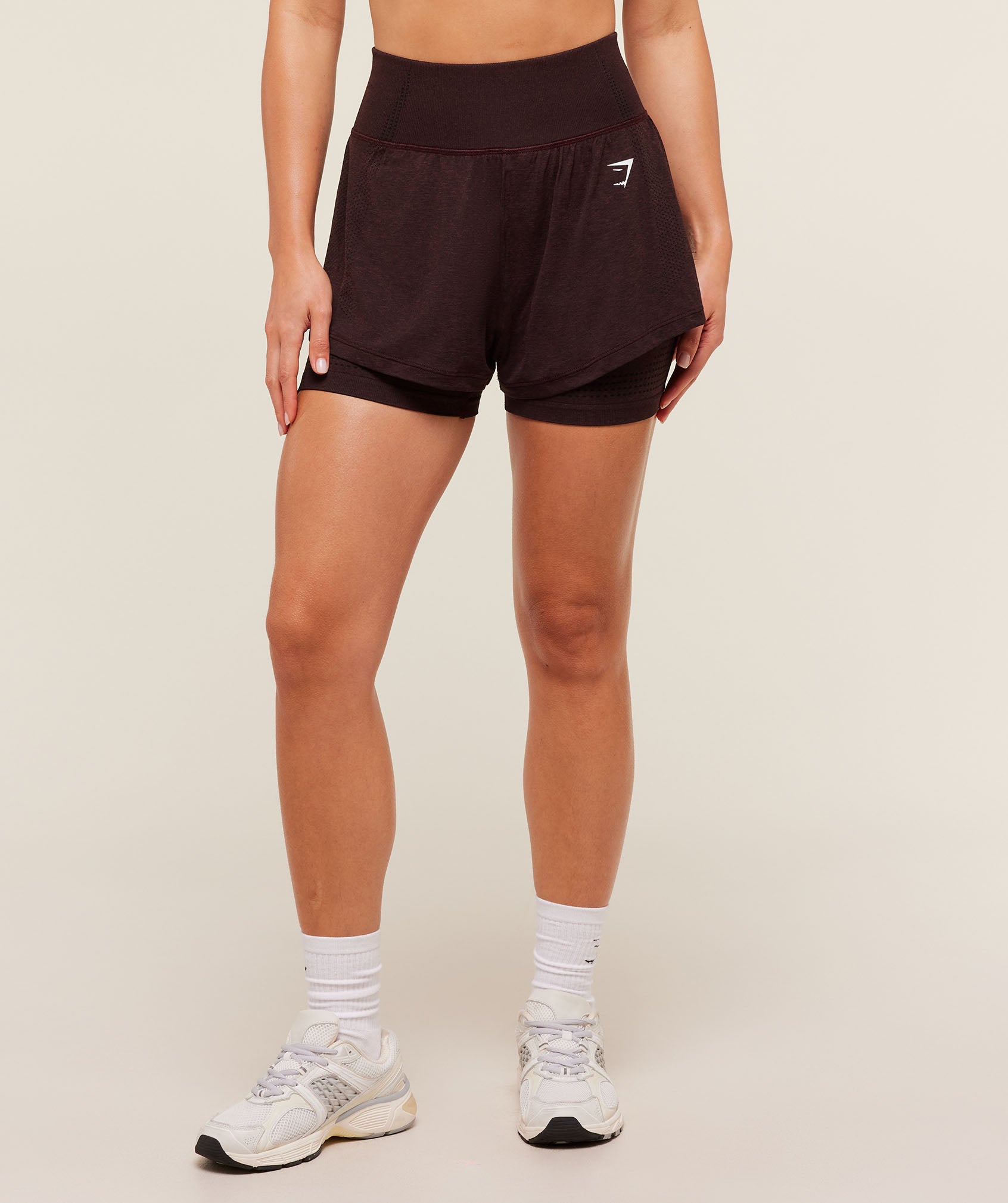 Gymshark Vital Seamless 2-in-1 Shorts - Rich Maroon/Marl