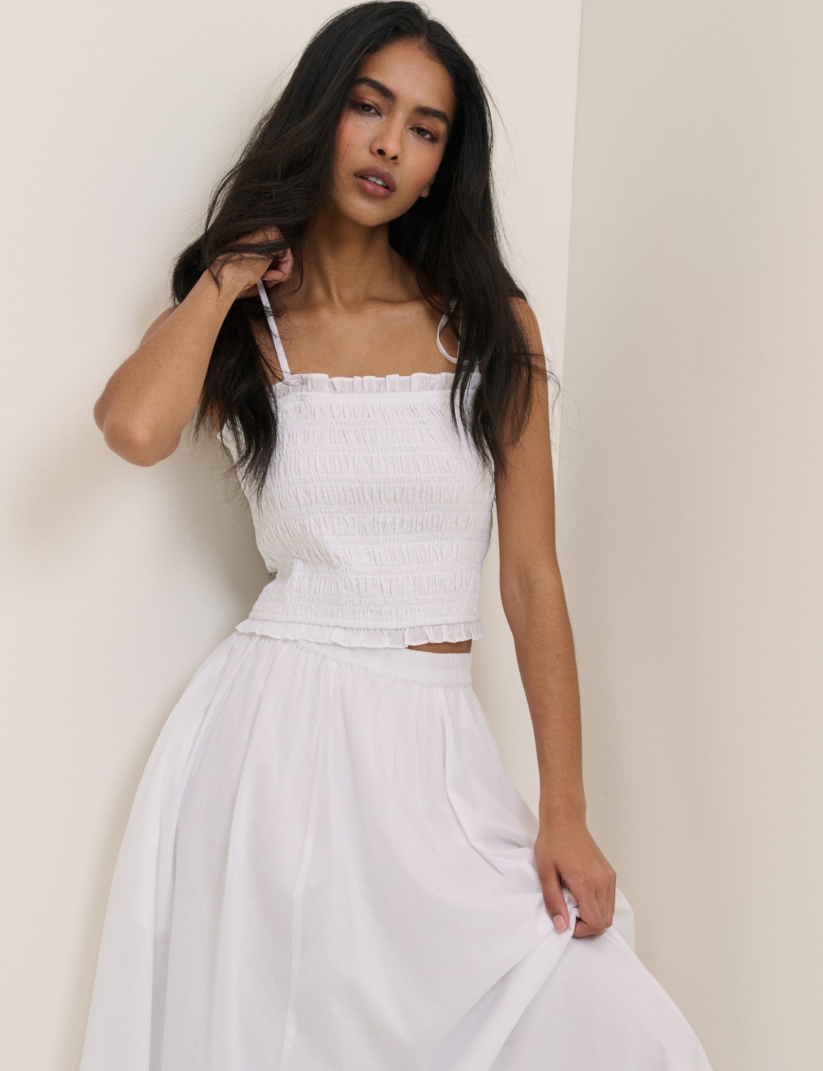 White Shirred Remi Top
