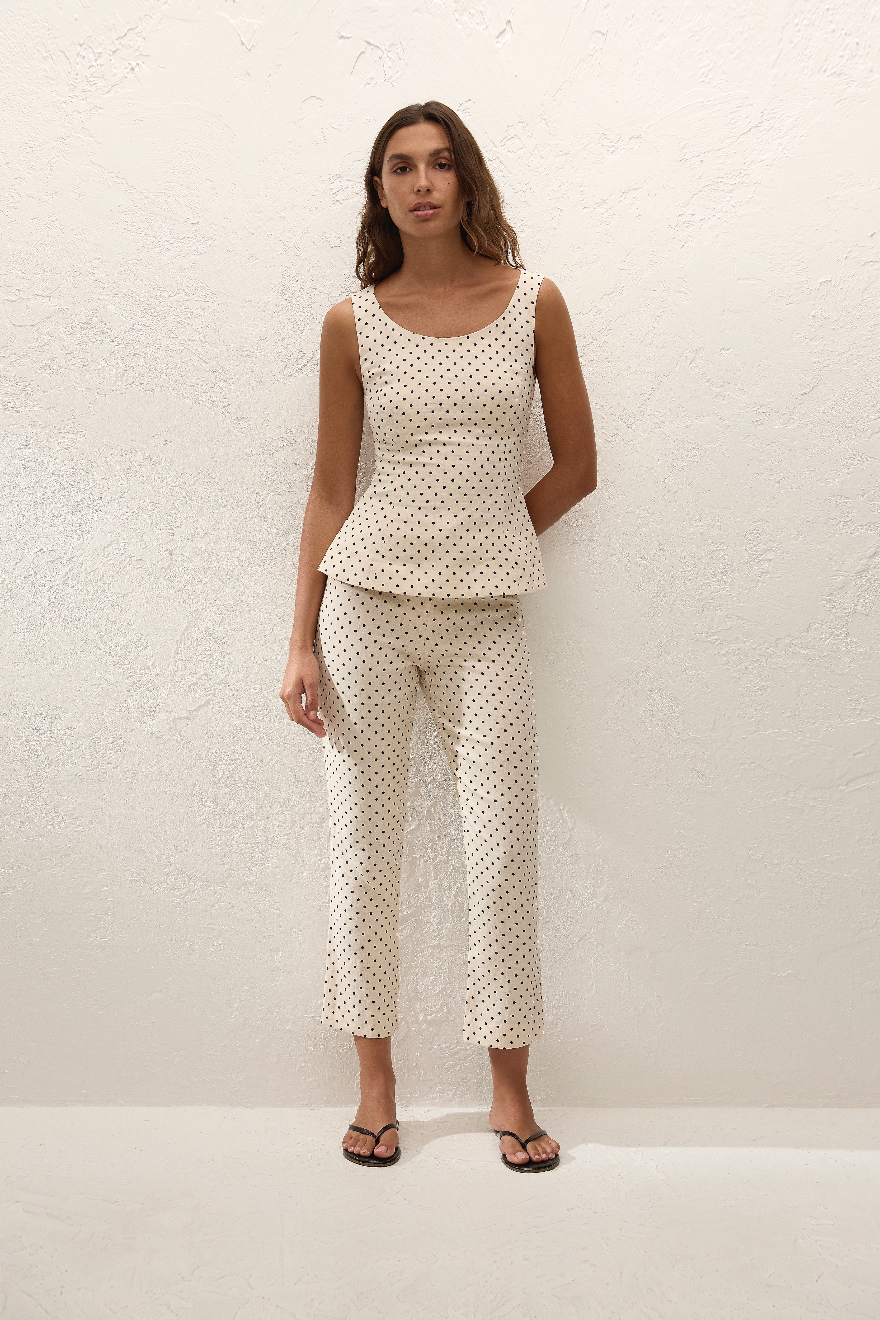 Iria Top Lola Polka Dot Cream Black